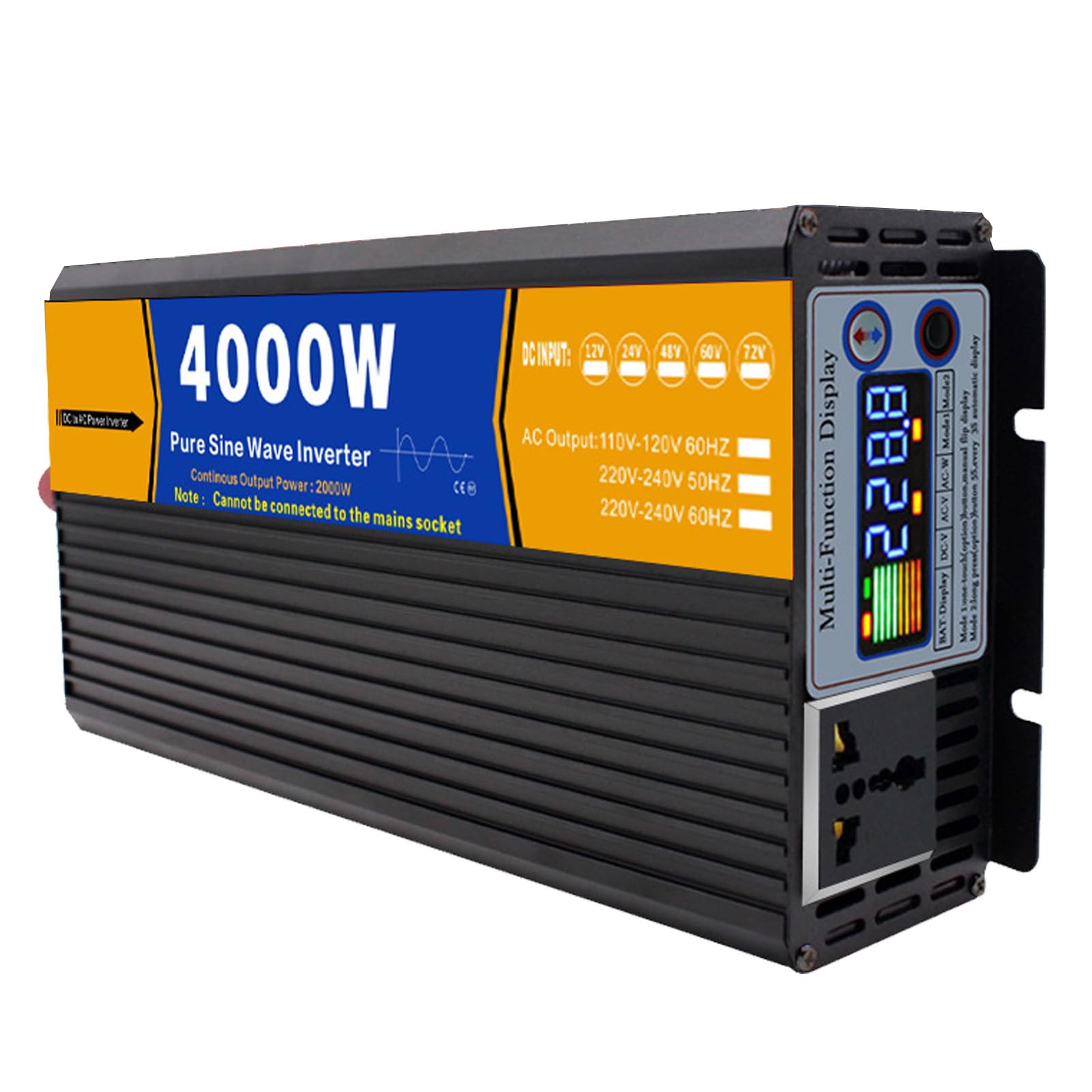 4000 W Czysta Fala Sinusoidalna Przetwornica Mocy 12V/24V/48V/60V/72V do 110V/230V Przetwornica AC, Nisko Częstotliwościowa Przetwornica Energii Słonecznej Przetwornica(Size:24V to 230V)
