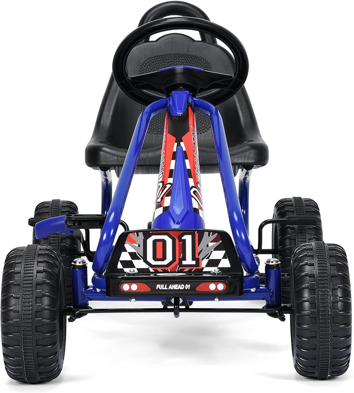 RELAX4LIFE Go Kart para Niños con Freno de Mano y Asiento Ajustable, Coche de Pedales con Ruedas Antideslizantes para Niños 3-6 Años, Carga 30kg (Azul)