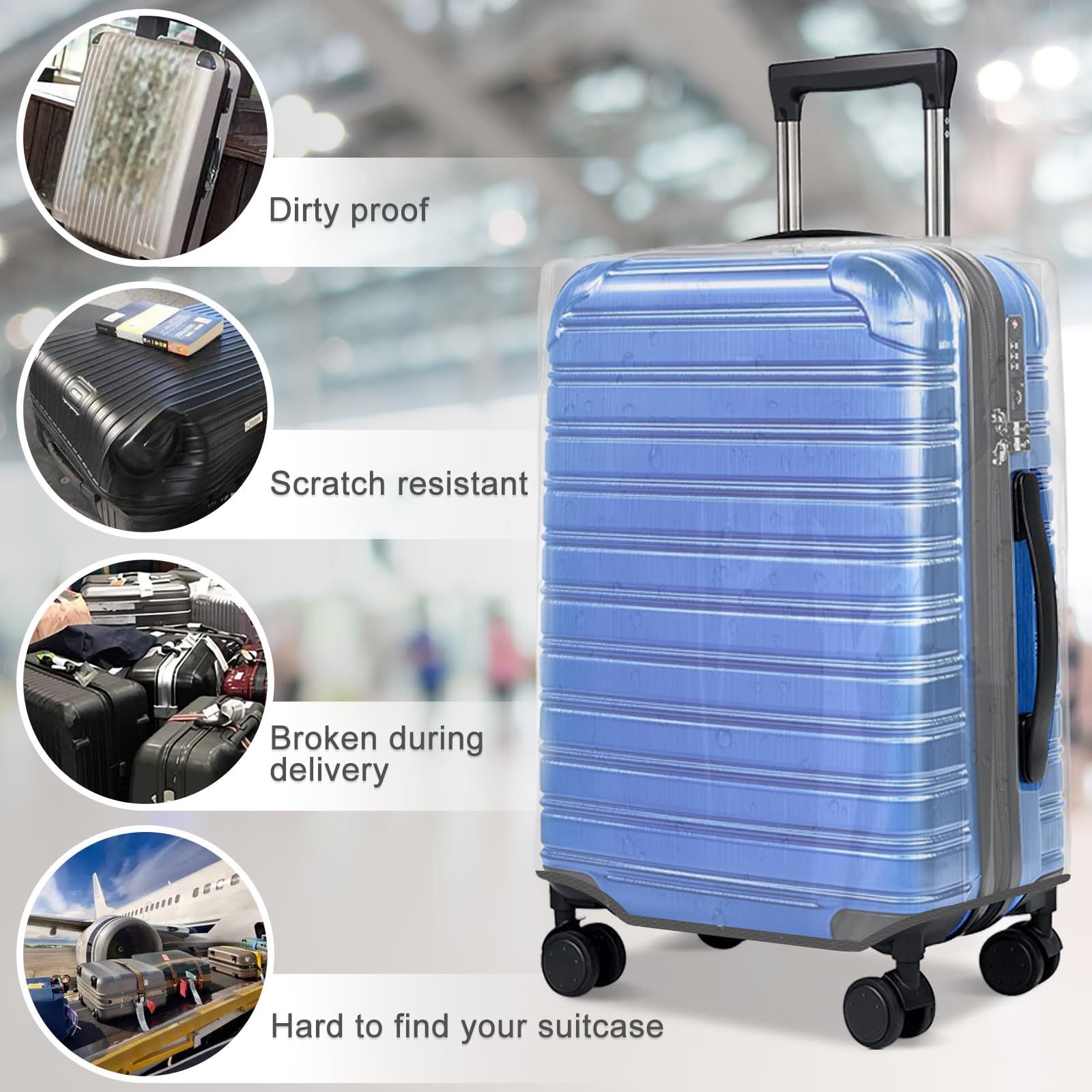 JZRSuitcase Maletas Ligeras de policarbonato + ABS, rígidas, con Ruedas