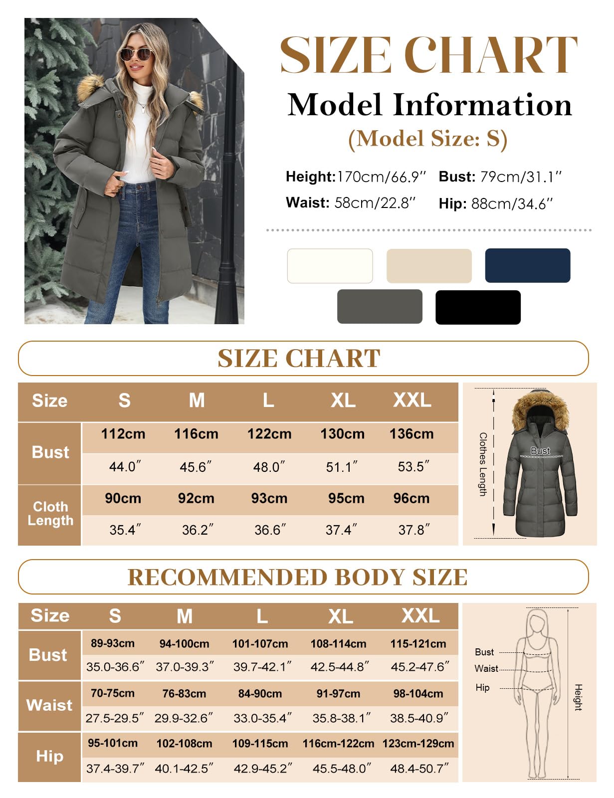 heekpek Cappotto Donna Invernale Lungo Imbottito con Cappuccio