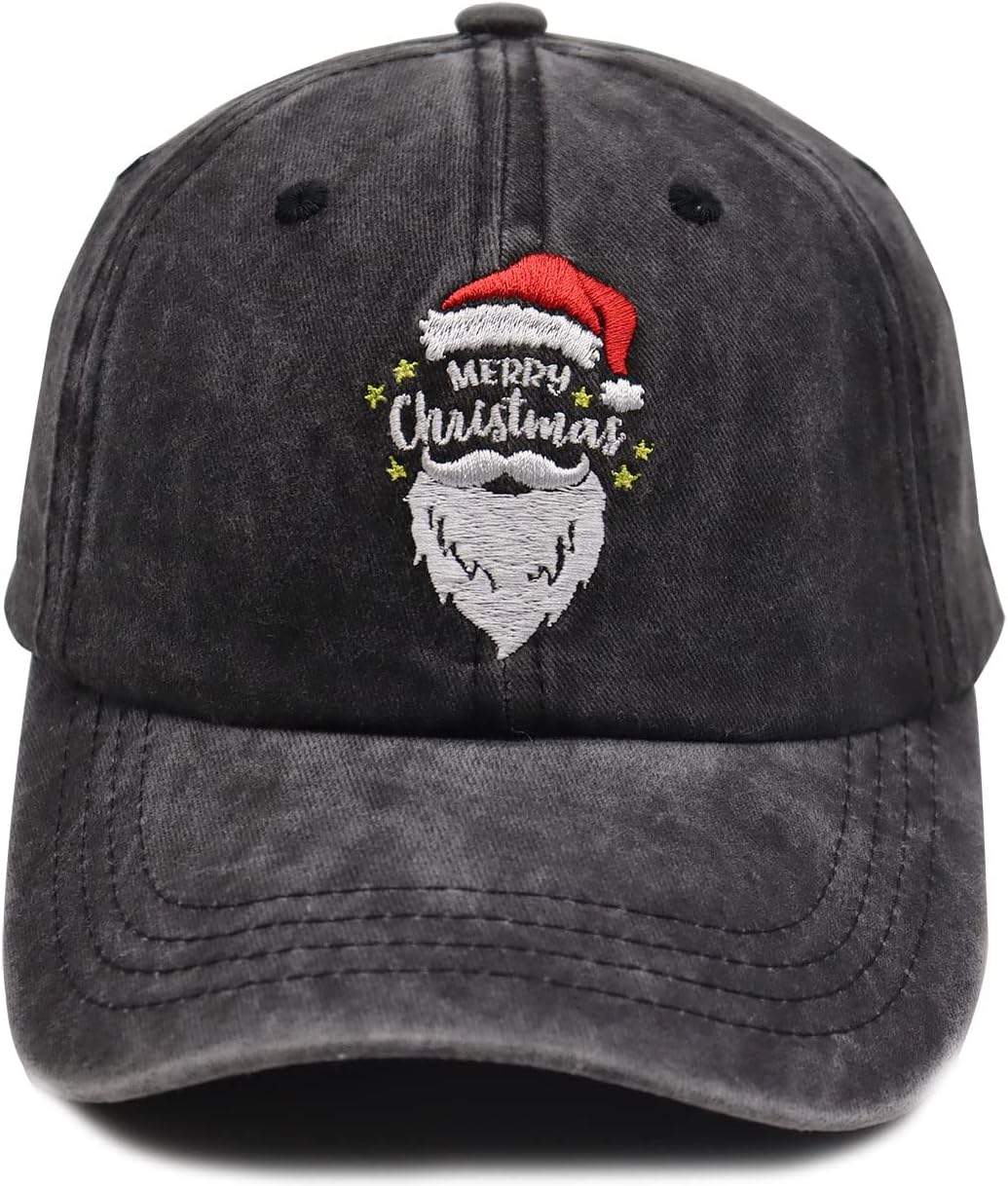 KKMKSHHG Funny Christmas Hat for Women Men, Merry Christmas Baseball Cap, Embroidered Adjustable Washed Party Dad Hat