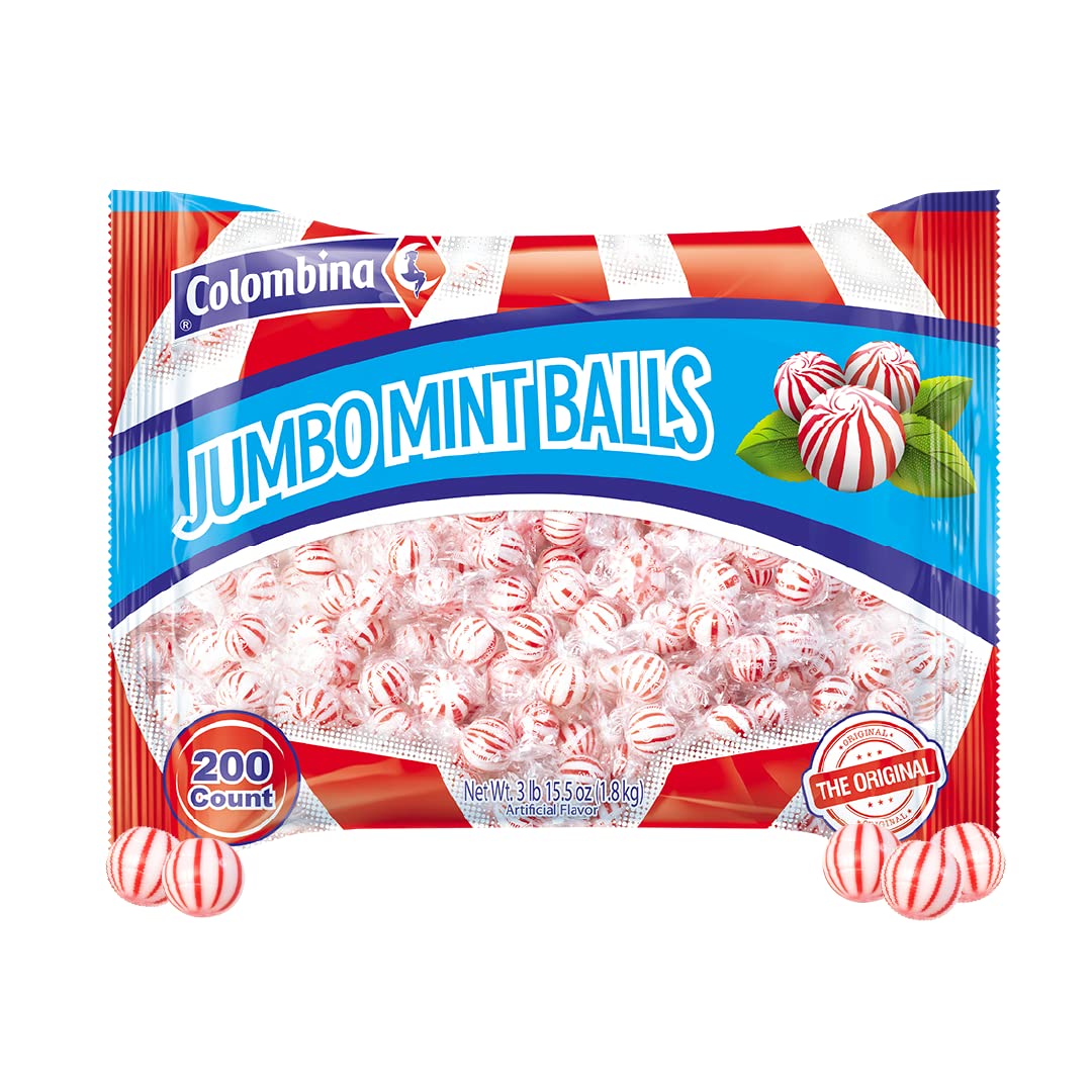 Colombina Jumbo Peppermint Balls Red & White Hard Candy