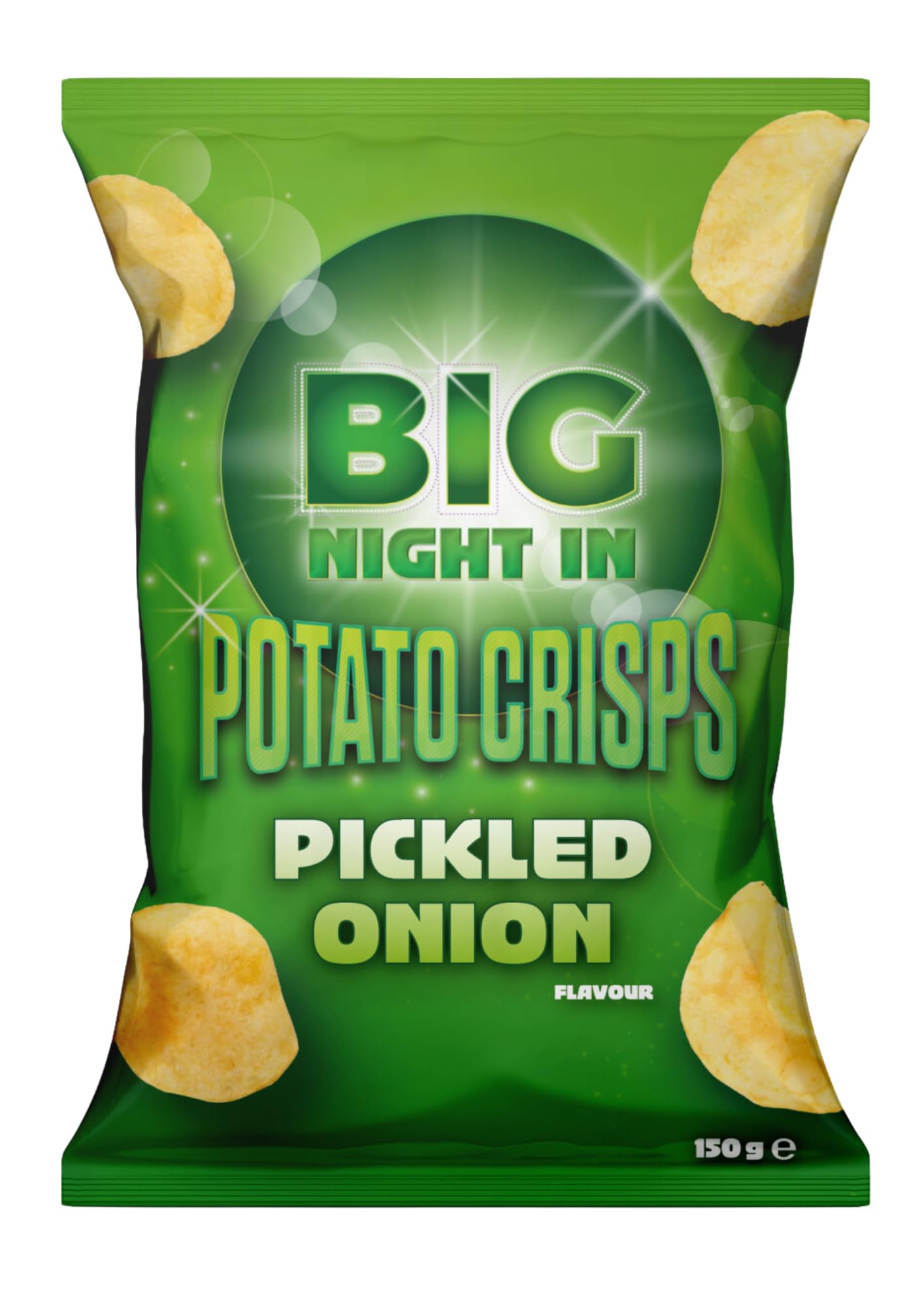 Big Night In Pickled Onion Crisps Multipack | Crisps Share Bags | Vegan Friendly Snacks | 8 x 150g Bags