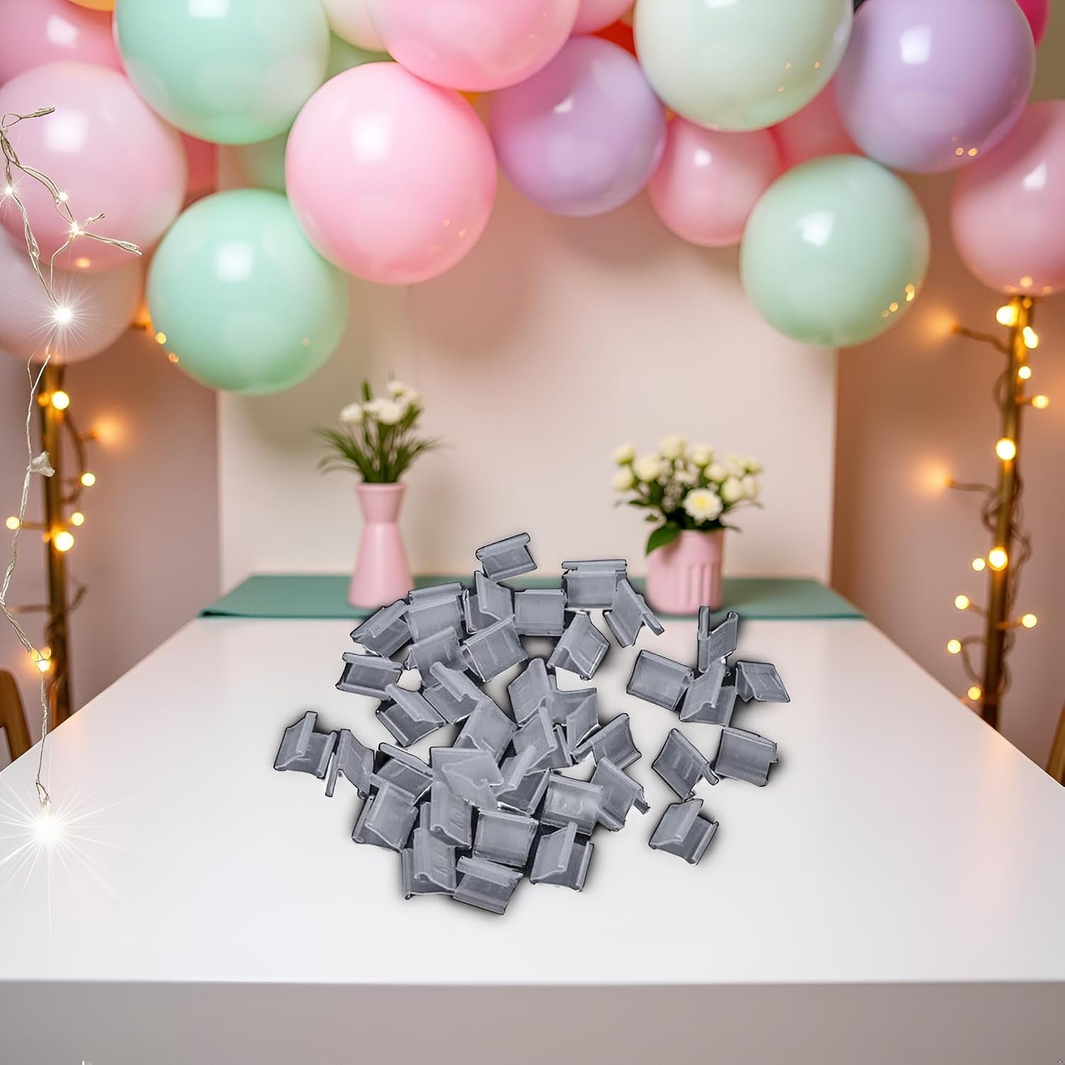 100 Pcs Transparent Balloon V-Shaped Clip Plastic V-Shaped Balloon Clip Wedding Wedding Party Halloween Creative Sealed Decorations image 3
