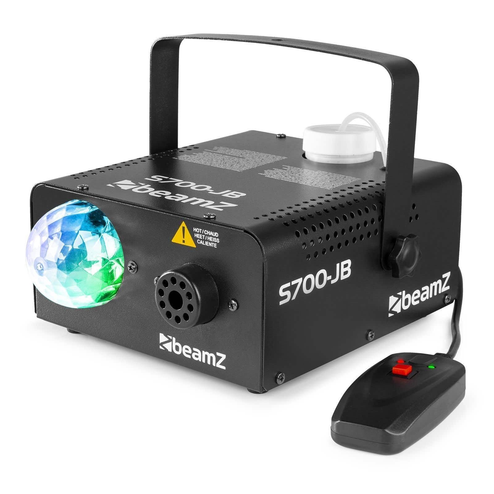 BeamZ Nebelmaschine mit LED Discokugel & Fernbedienung, 700W Fog Machine mit RGB Jelly Ball, Lichteffekte für Party, Mini Nebelmaschine Halloween, Rauchmaschine klein