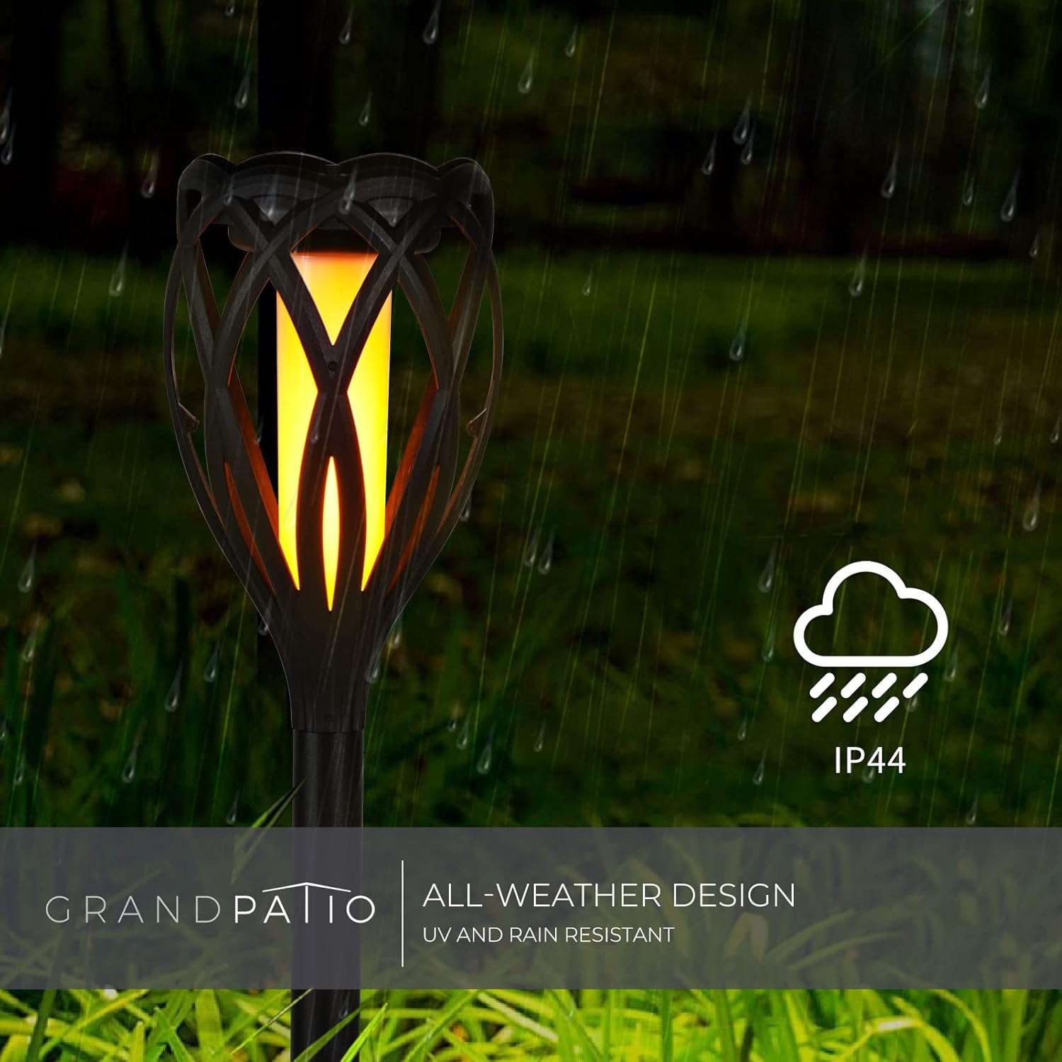Solar Yard Solar Landscape Lights 8 Pack, Multifunctional Torch Lights with Flickering Flame Outdoor Pathway Decoration Lighting Auto On/Off for Patio Garden Lawn Yard Black