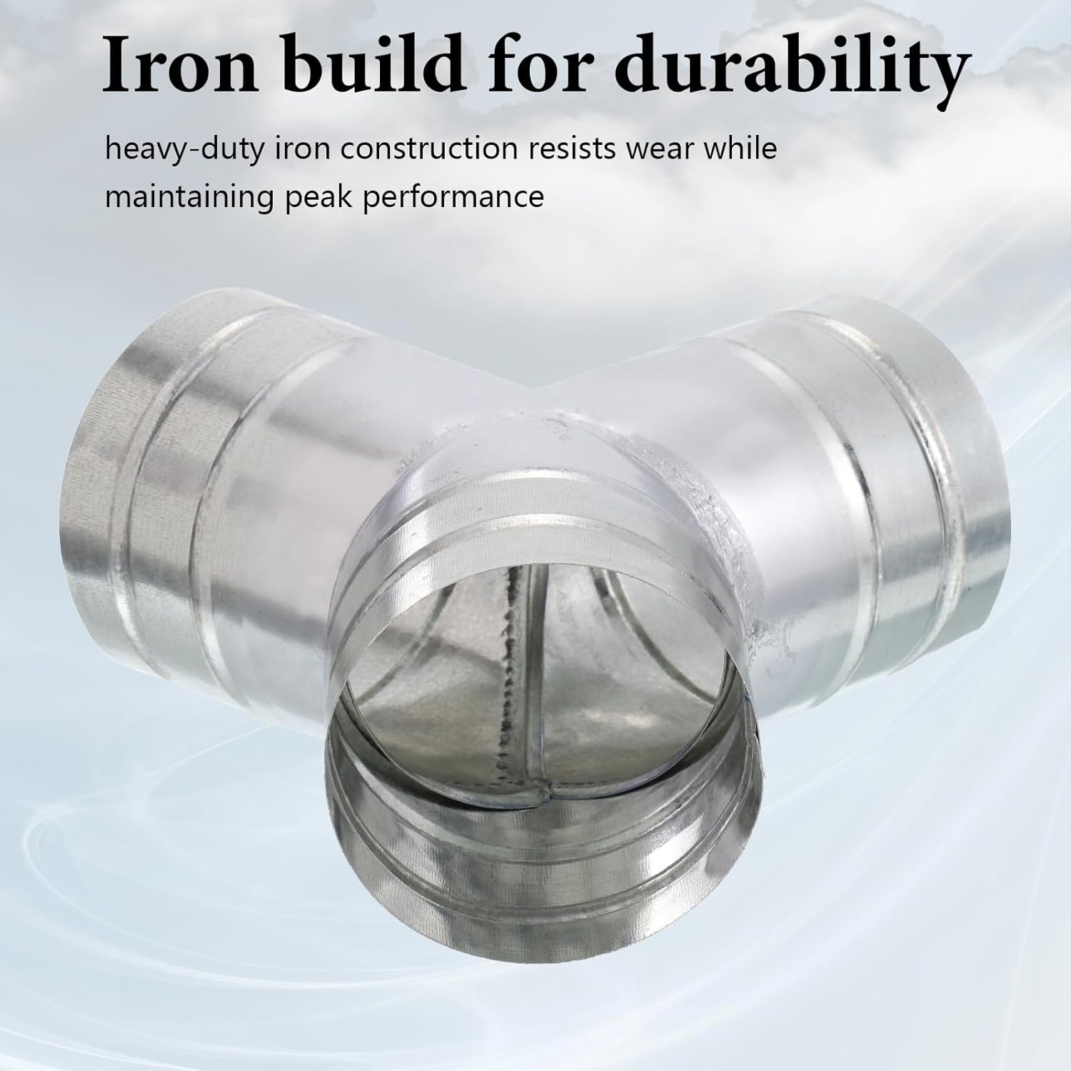 4 Inch Y Shape Duct Splitter, 90 Degree 3-Way Connector, Heavy Duty Galvanized Steel HVAC Dryer Vent Adapter for Exhaust Fan & Vent Hose Ducting, Industrial Ventilation (4"h to 4")