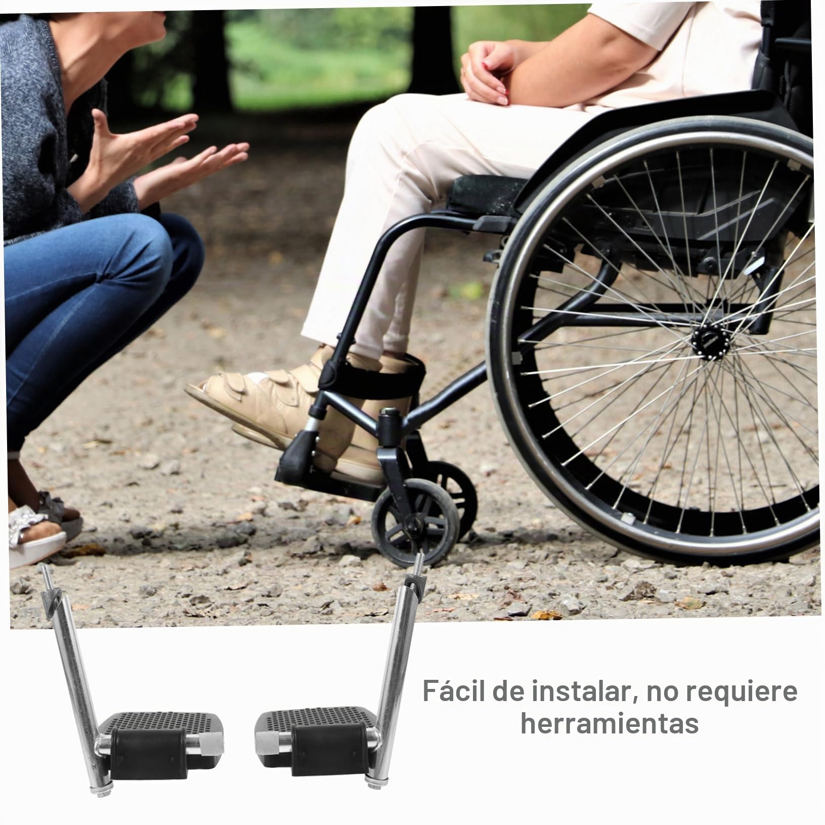Reposapiés de Repuesto para Silla de Ruedas, 1 Par Negro | Metal y Abs, Diseño Plegable, Uso Cómodo, para Usuarios Movilidad Reducida