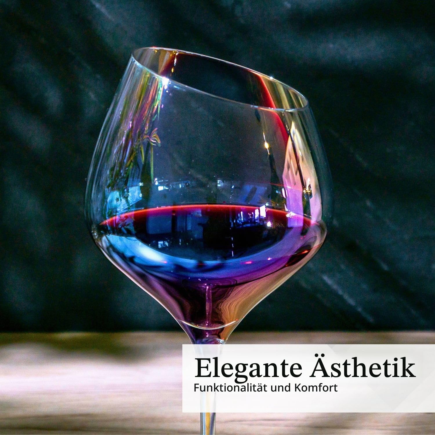 INTIRILIFE 6x Wein Glas mit moderner Kante - 470 ml Füllmenge und Regenbogen Schimmer - Rotwein Glas Kelch Spülmaschinenfest Kristallglas stoßfest
