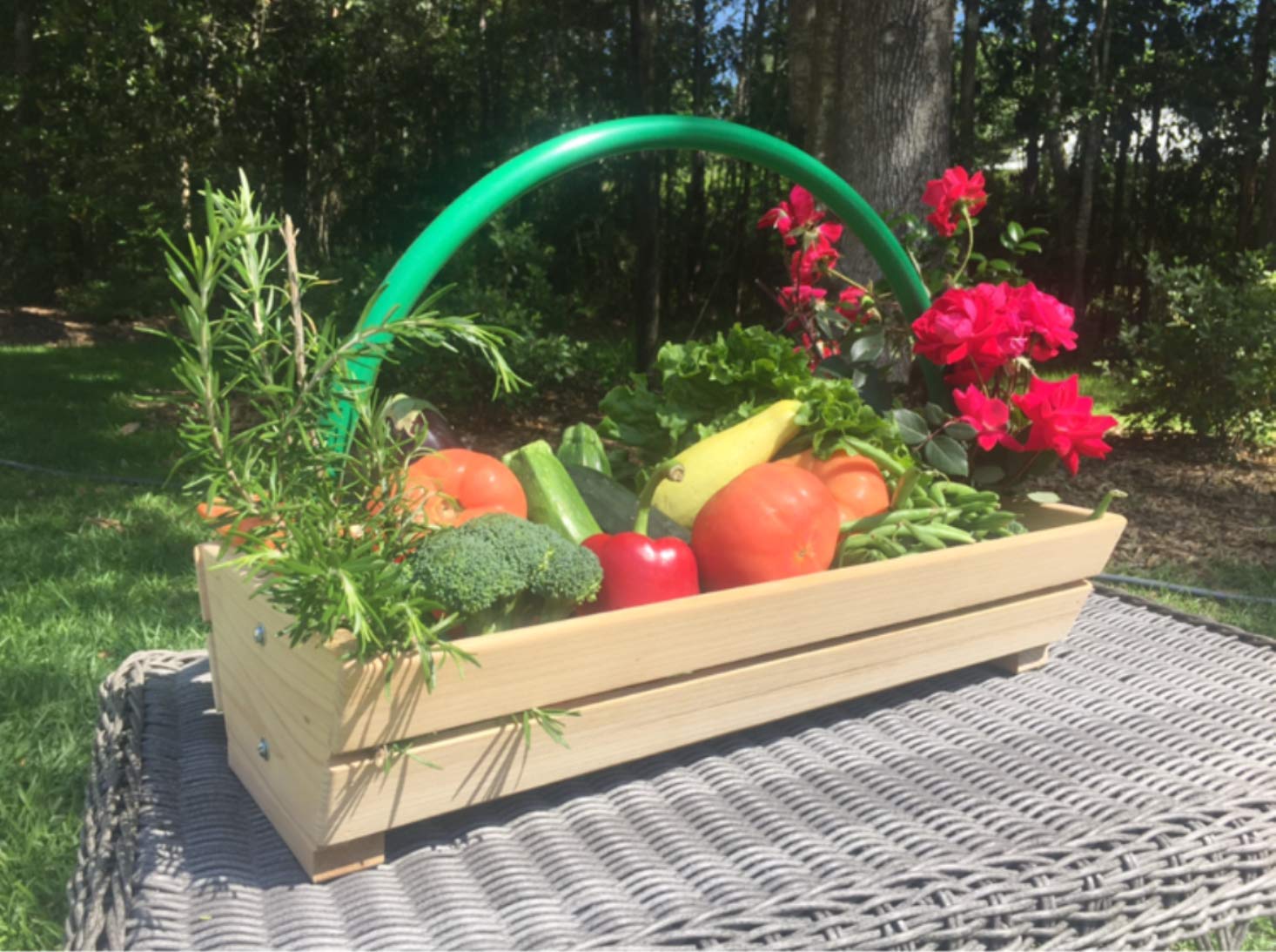 LEAF GULP New Orleans Large Garden Harvest Basket Handcrafted in The USA with EasyReach Tall Handle.