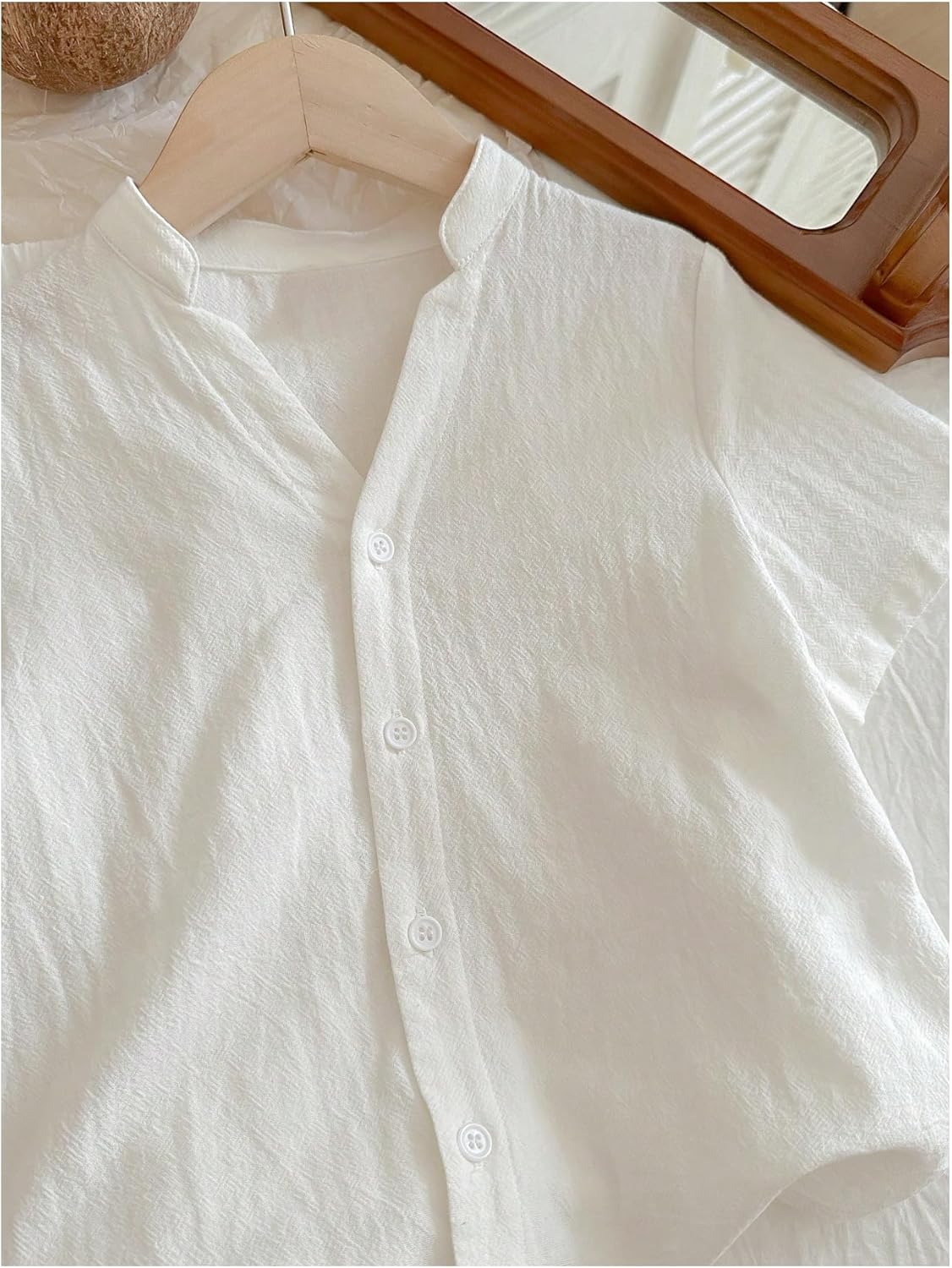 Verdusa Toddler Boy's 2 Piece Summer Outfits Short Sleeve Button Down Shirts and Pants Set - Image 5