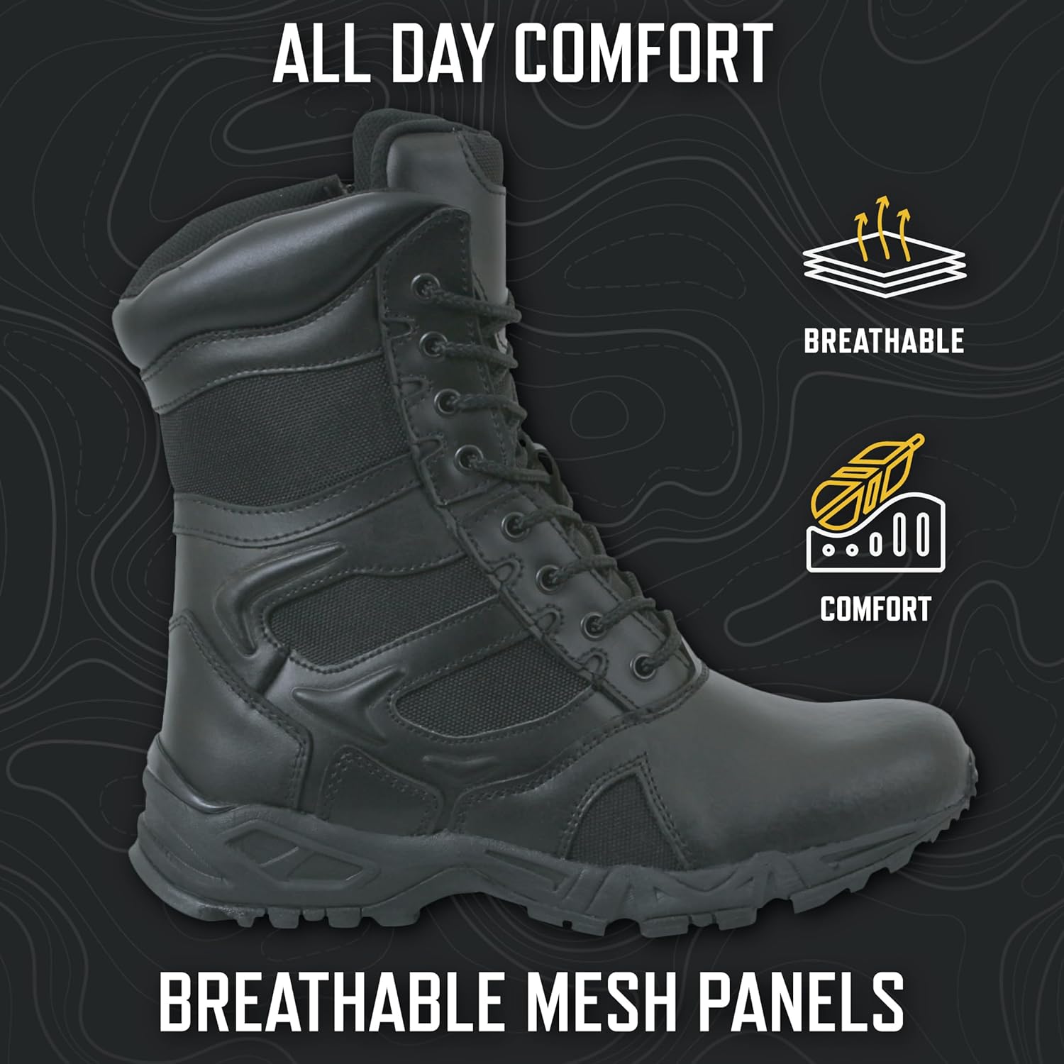 Rothco Forced Entry Deployment Boot with Side Zipper – 8 Inch Tactical Uniform Boots – Black