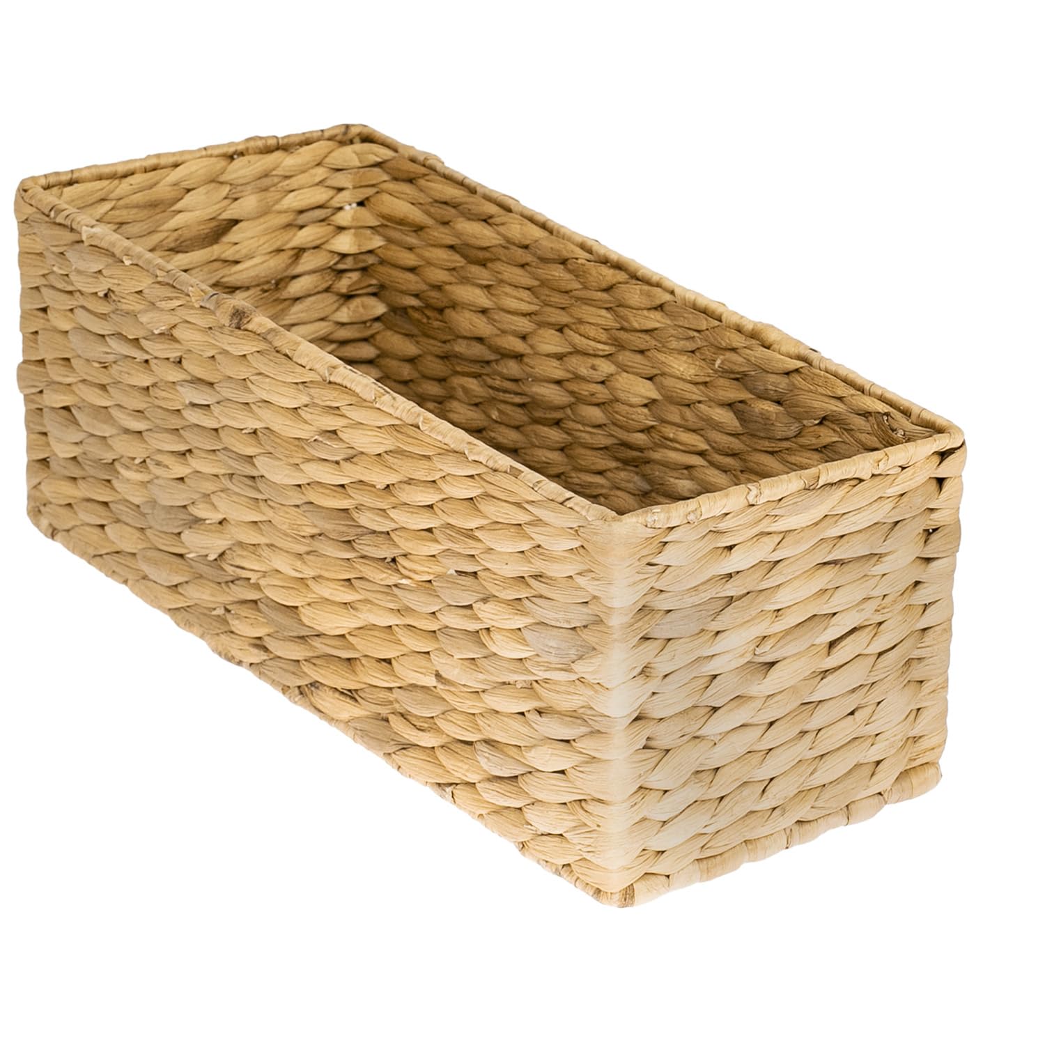 HMF Cesta de almacenamiento compatible con KALLAX para medio compartimento, cesta trenzada de jacinto de agua para baño, cocina y salón | 38 x 15 x 14 cm | Natural