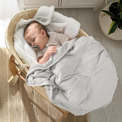 Miniatura 2 de Lulu moon Baby Crib Blanket - Jersey Cotton Crib Quilt for Infant and Toddler Bedding - Lightweight Nursery Quilted Blanket for Girls and Boys