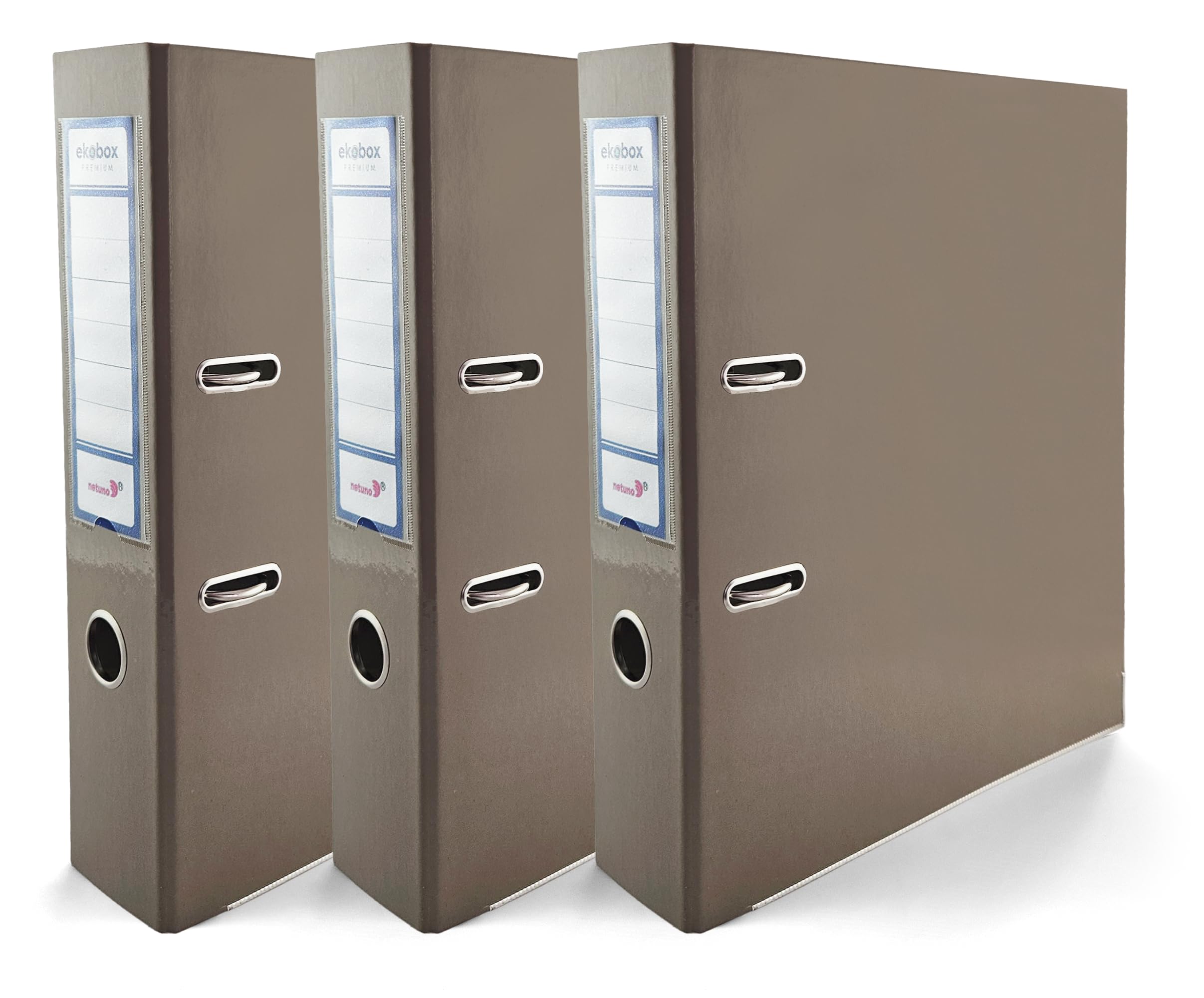 Netuno 3 Binder Cocoa Brown Glossy A4 Spine 7.5 cm 2.95 in Extra Wide Cardboard File Organizer for Office School Desk Storage documents Strong Stable Large Capacity Practical โ image 1