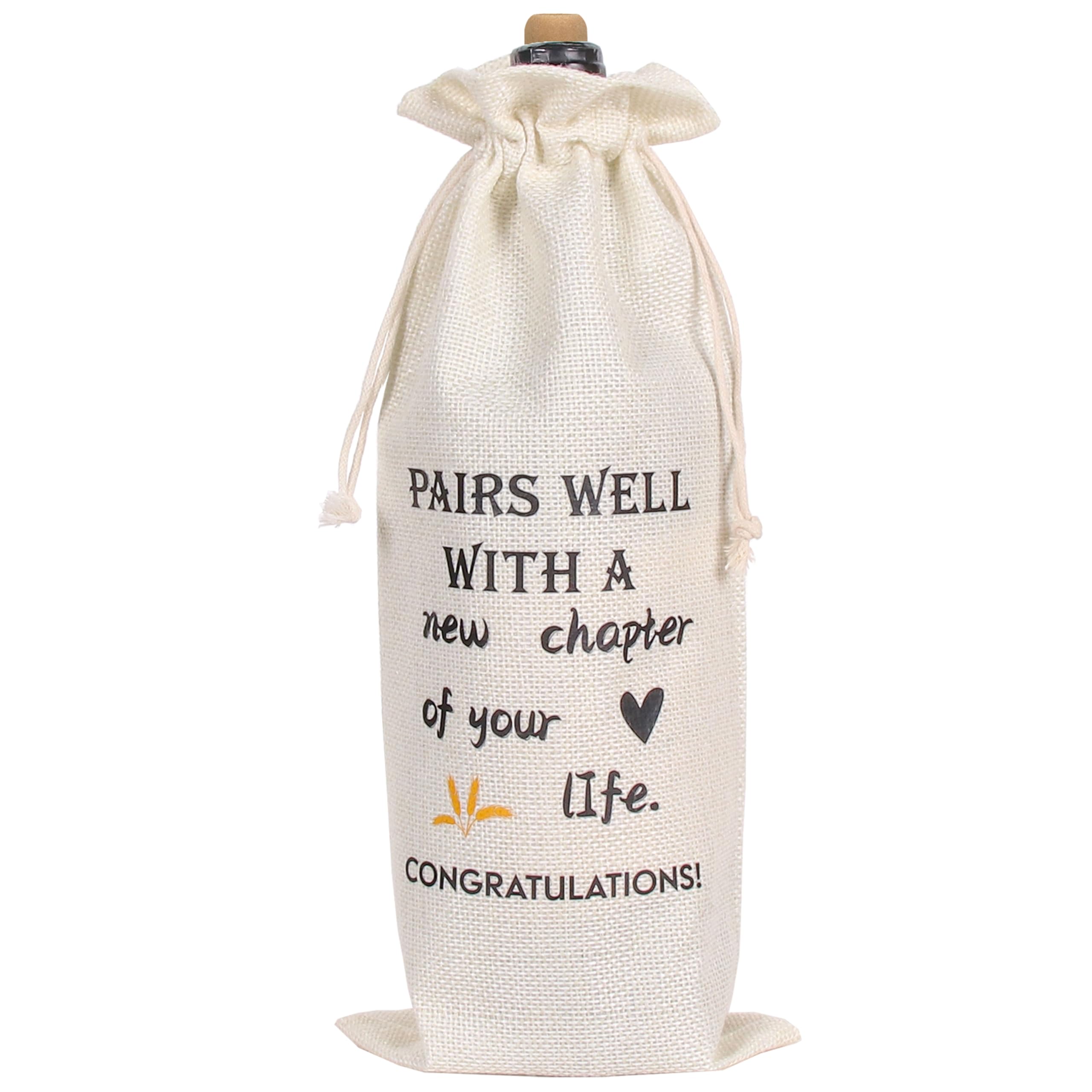 EVRWO New Chapter Wine Bag New Job Gifts Farewell Gift Bag for Friends Women Men Pairs Well With a New Chapter of Your Life