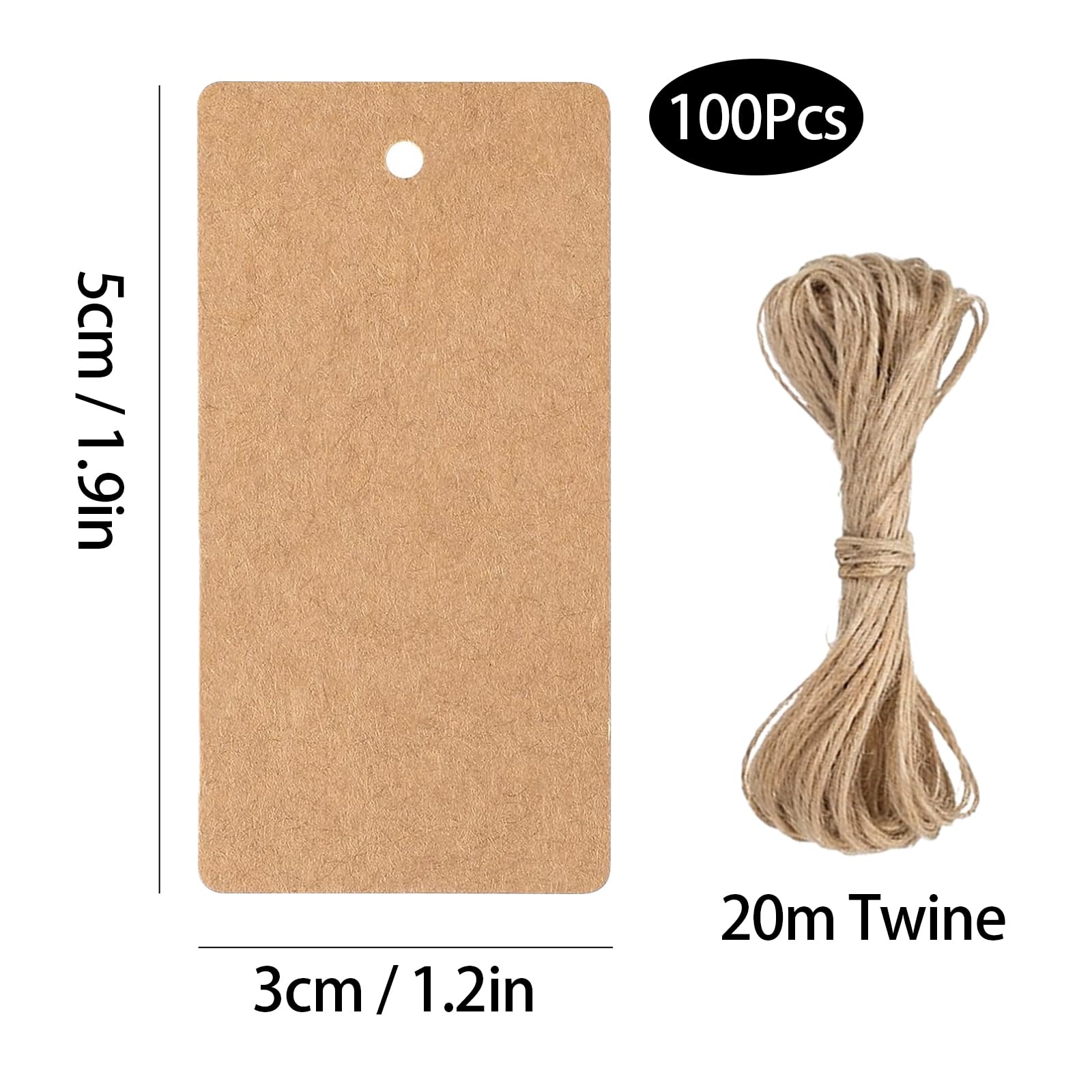 100 Pezzi, Etichette regalo fatte a mano, etichette in carta kraft con
