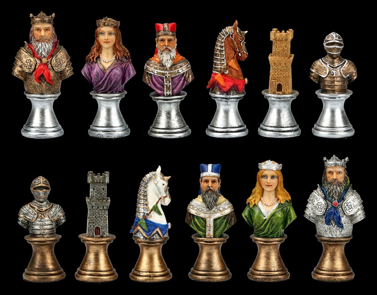 Veronese - Figuras de ajedrez medieval (32 figuras de hasta 7 cm de altura)