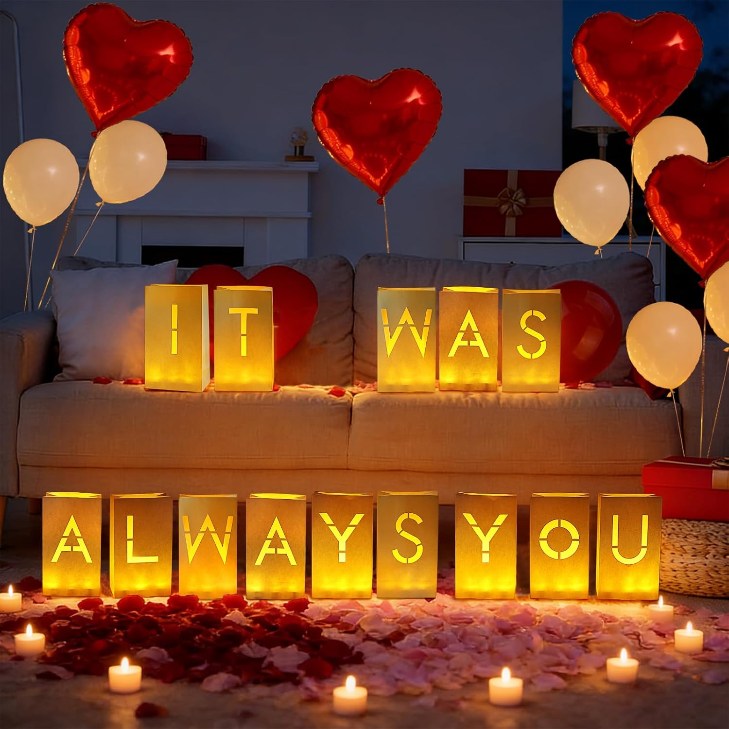 It was Always You Luminary Paper Bags with LED Flameless Candles