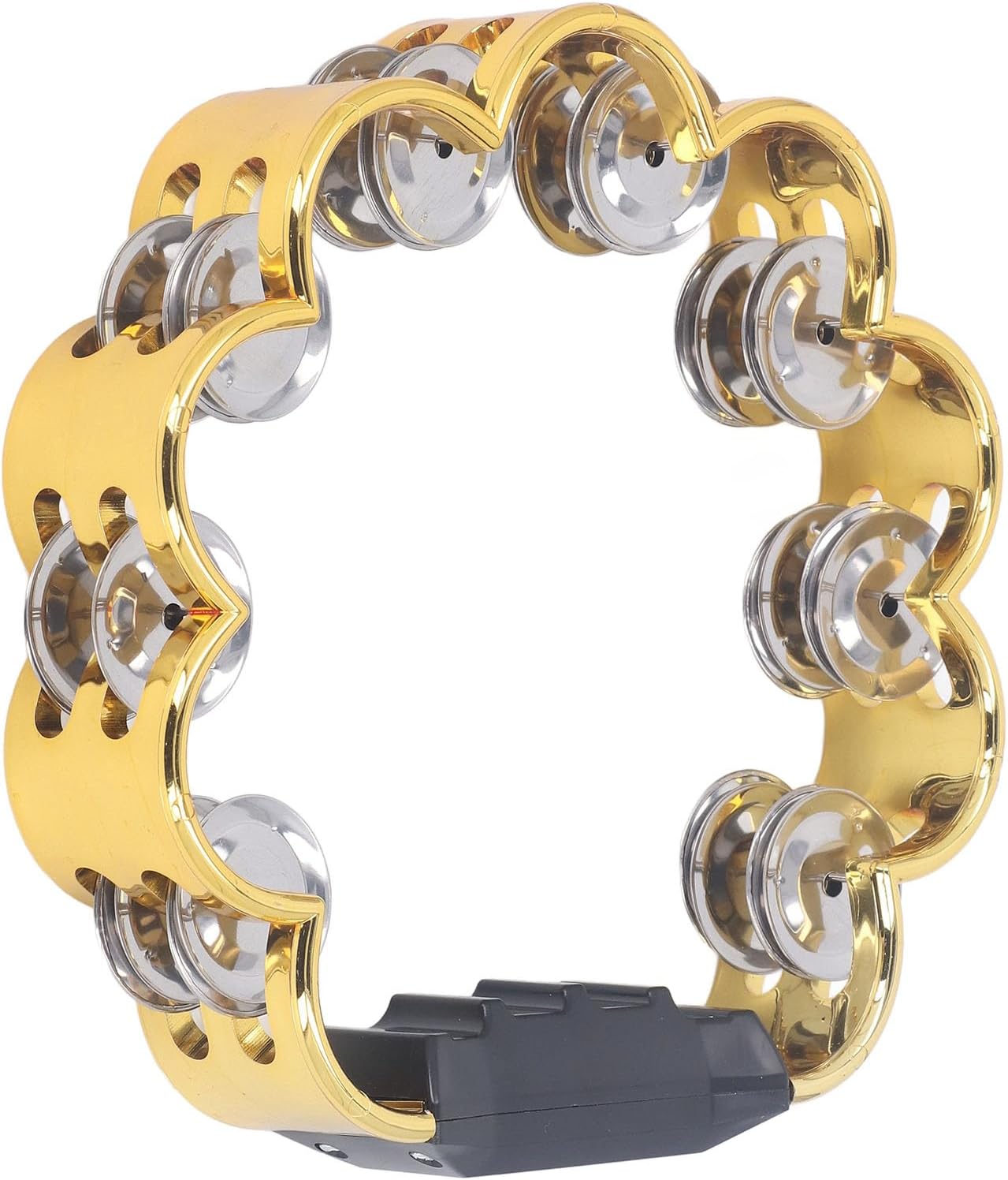 Tambourine Double Row Floral Design Percussion Jingles Hand Instrument for Party Performance (Gold)