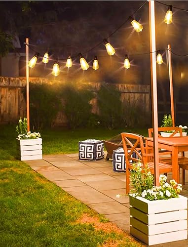 Miniatura 28 de Guirnalda de luces para exteriores de 25 pies, luces de patio con 10+1 LED regulables, impermeables, inastillables, ST38, retro, Edison de 2700 K
