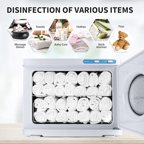 Miniatura 10 de Calentador de toallas calientes pequeño, gabinete de toallas calientes de 8 litros, 2 en 1, calentadores de toallas personales para tratamientos