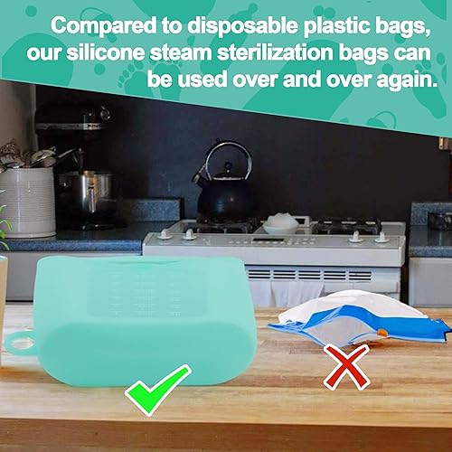 Miniatura 5 de Bolsas de vapor para microondas para biberones, bolsas de vapor reutilizables de silicona de 1.5L para biberones, extractor de leche, accesorios,