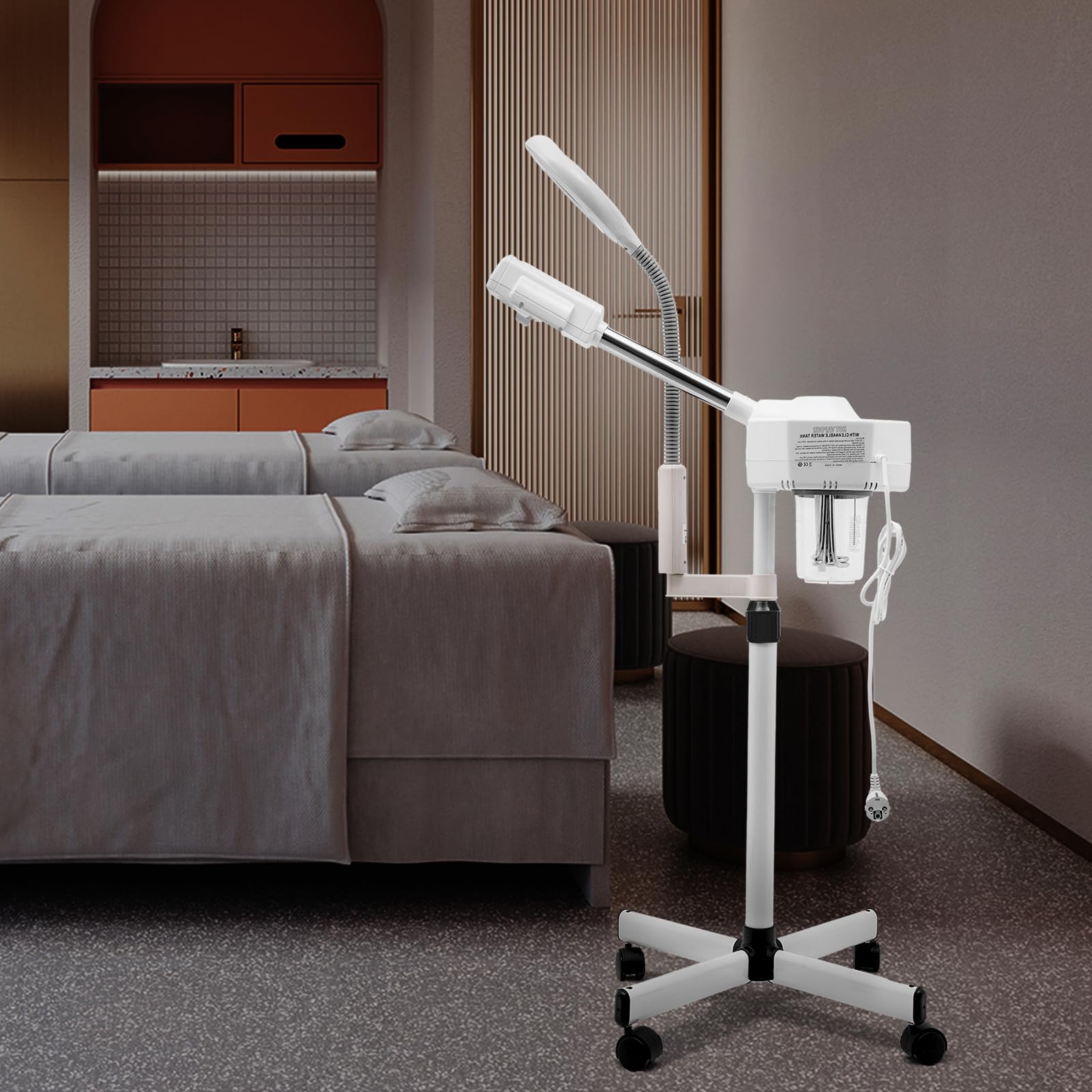 Parownik 2 w 1, lampa z lupą, gorąca lampa z lupą, streamer ozonowy z lampą UV Lanmp i zbiornikiem na wodę, do spa, salonu, piękna, wielofunkcyjna twarz