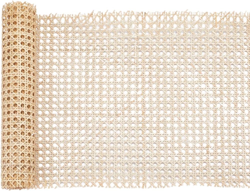 GORGECRAFT 40 Inch (3.3 feet) Long Rattan Cane Webbing Roll Rattan Weave Roll 12 Inch Width Light Khaki Open Rattan Mesh Caning Wicker Woven Material for Home Project Furniture Chair Cabinet DIY Craft