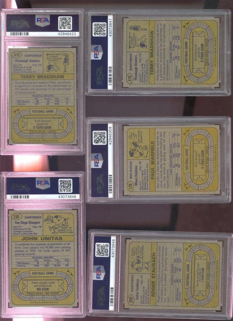 1974 Topps #470 Terry Bradshaw PSA 8 Graded Football Card Pittsburgh Steelers