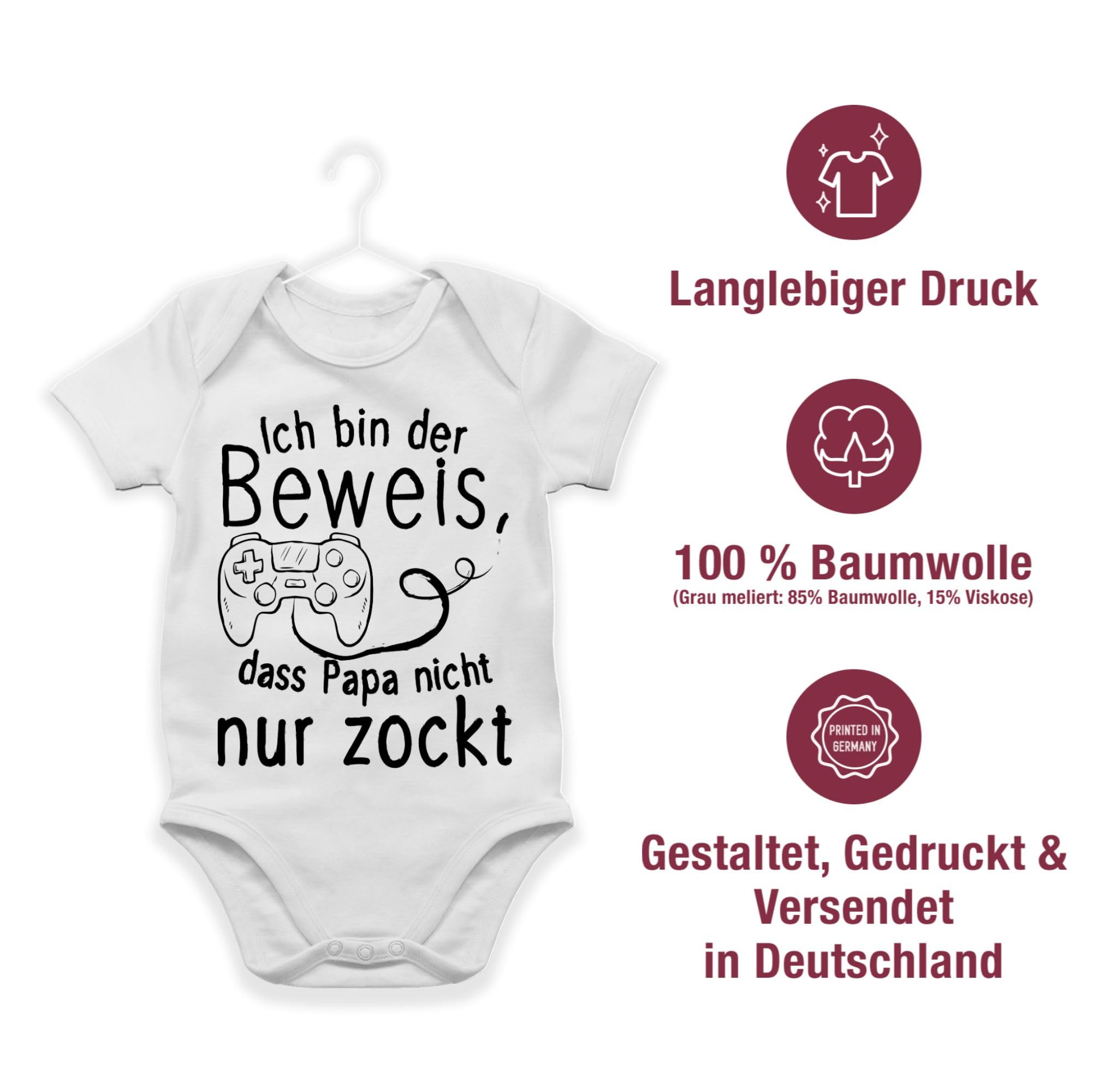 Shirtracer - Baby Body Kurzarm - Geschenk zum Vatertag - Ich bin der Beweis dass Papa nicht nur zockt