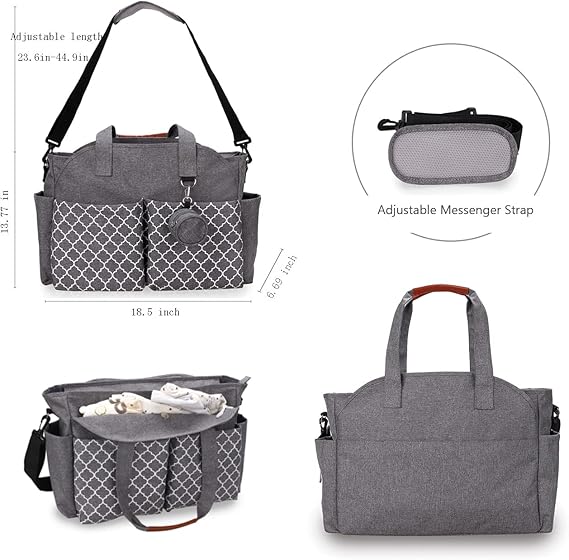 Lmbabter Luiertas Tote met veranderende station Upgrade multifunctionele babytas met verstelbare schouderriem, Zwart, One Size