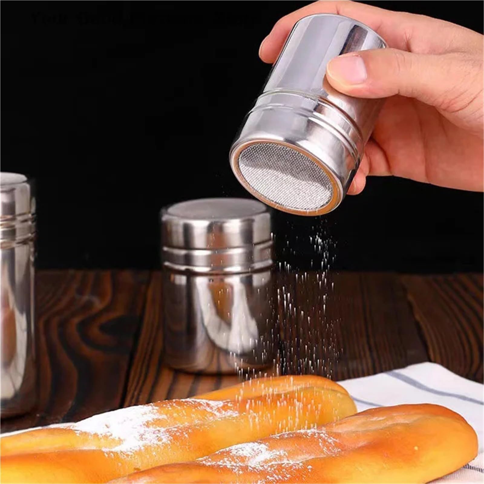 Coctelera de café Acero Inoxidable 4 Piezas para Casa | Filtros de tamiz de azúcar, herramientas de cocina for barbacoa y pastel con tapa(M)