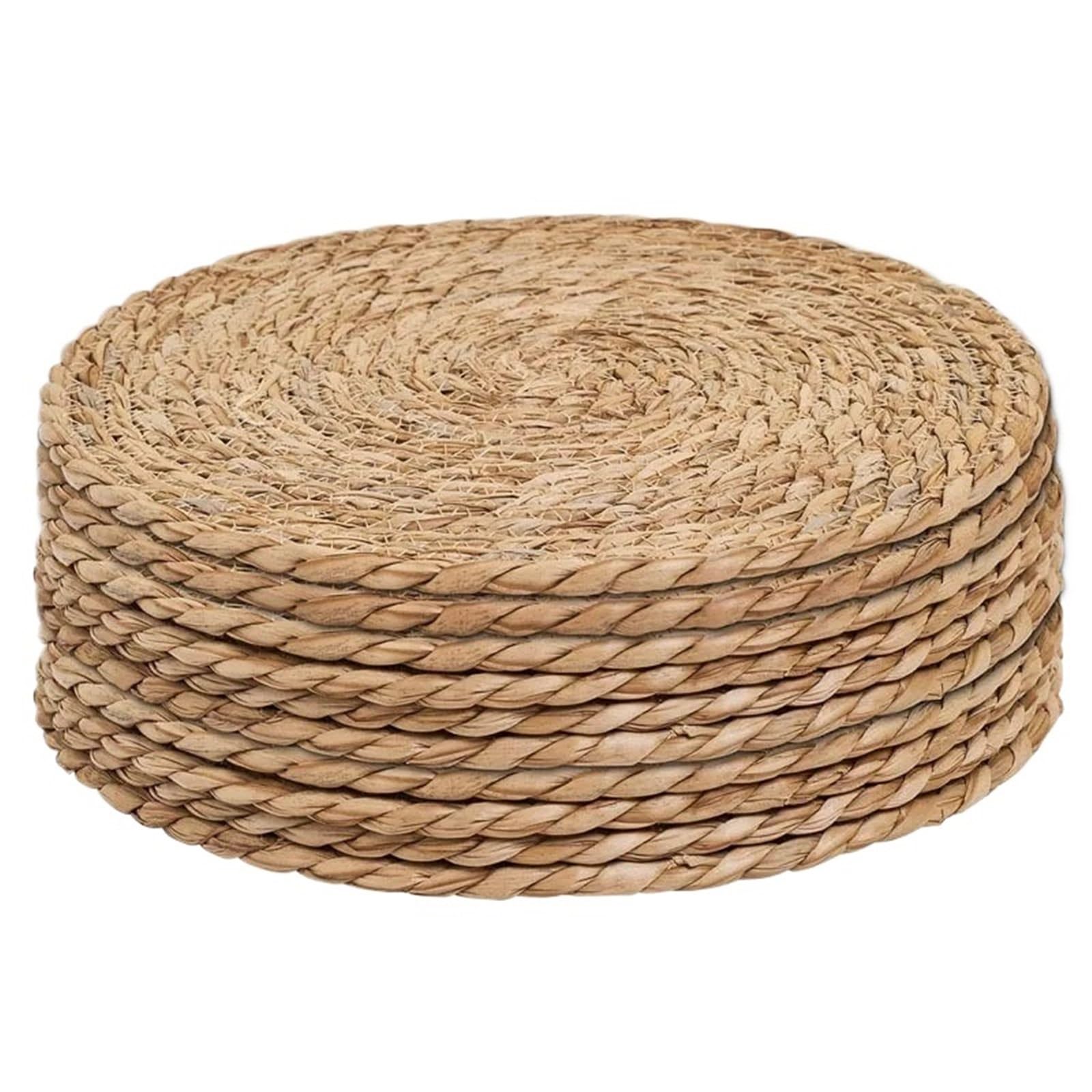Wzptlkibad 6Pcs Rattan Round Pot Mats Heat Insulation Table Placemats
