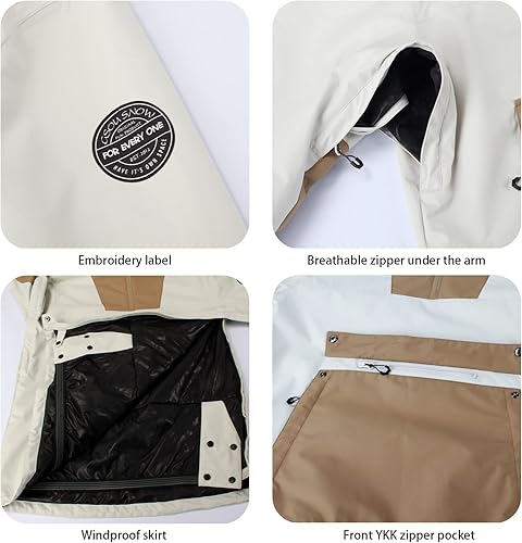 Miniatura 5 de BSASB Chaquetas de esquí para hombre y mujer, abrigos de invierno para snowboard, chaqueta cálida impermeable a prueba de viento para mujer, esquí,