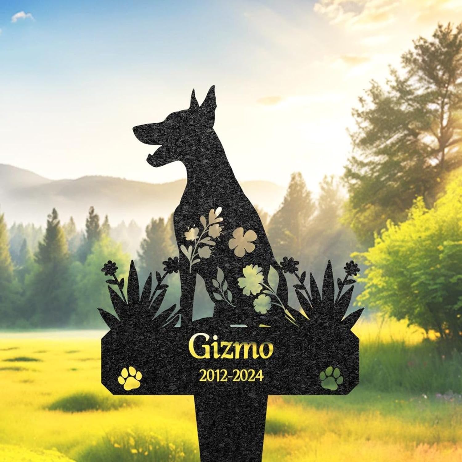 Guinea Pig Memorial Stake with Angel Wings – Custom Metal Pet Grave Marker, Garden Burial Plaque, Outdoor Yard Sign for Remembrance (Guinea Pig Grave Marker 2)