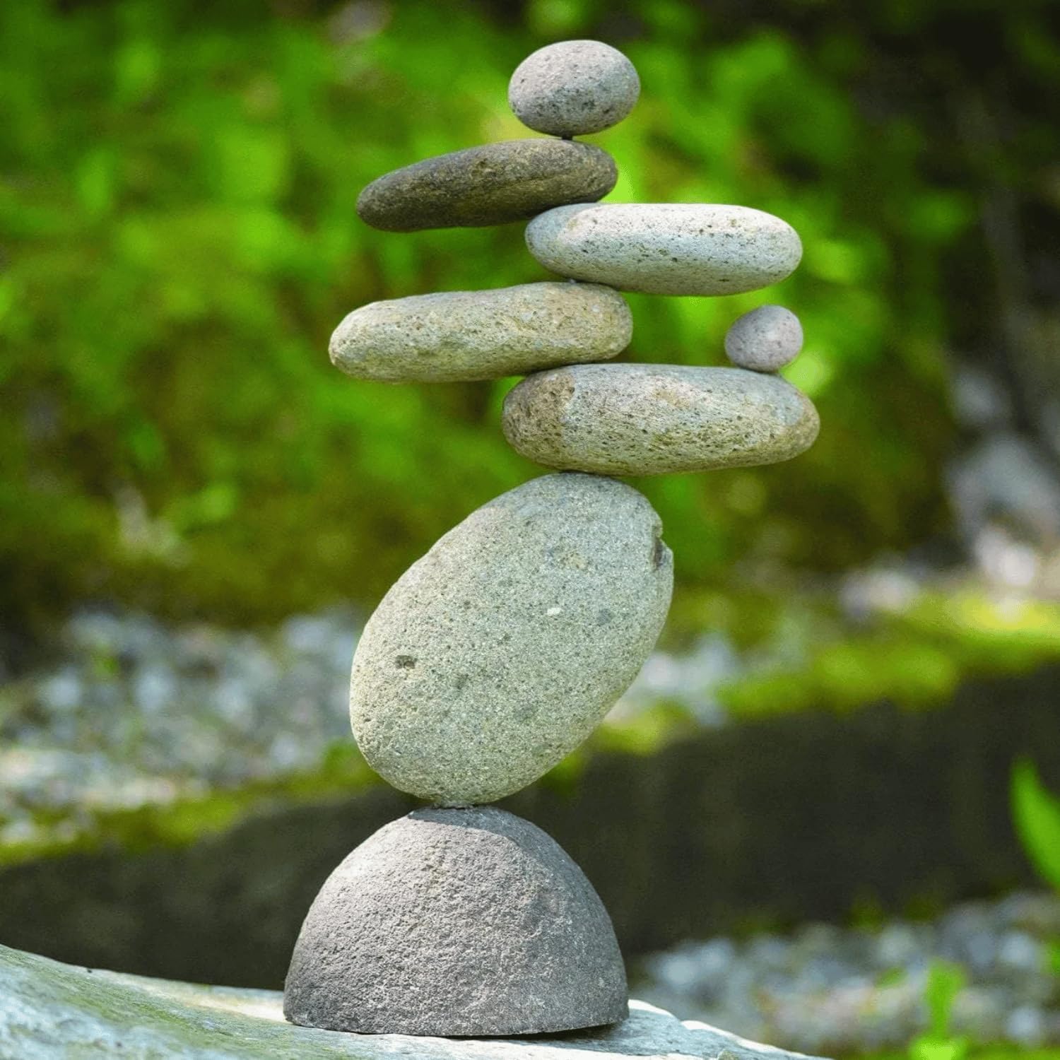 Zen Stacked Rocks Sculpture | Cairn Statue Balancing Rock Stone Decor for Japanese Garden | Stacking Pebbles