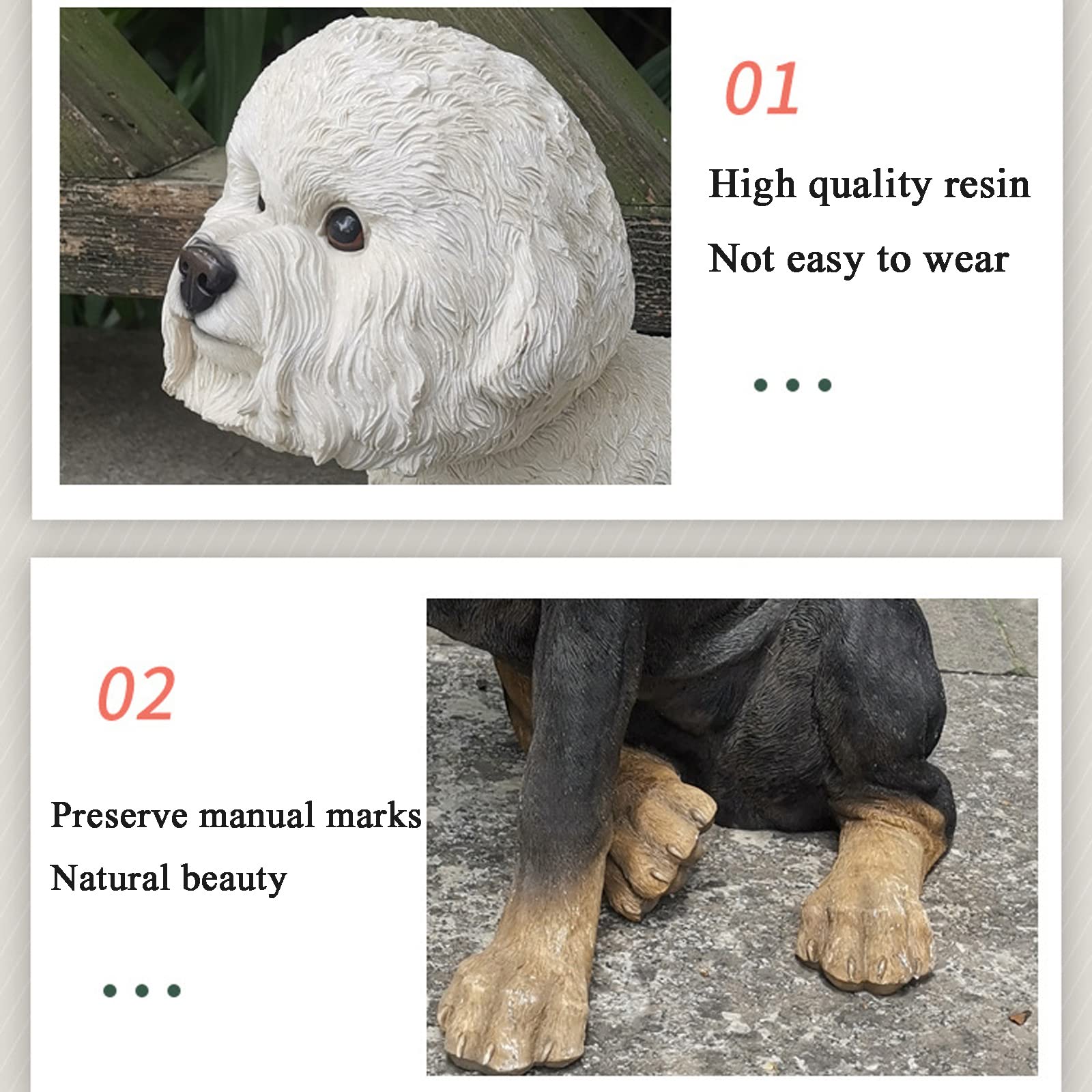 Statua da Giardino Scultura di Animali, Statue di Cani in Resina da Giardino Amanti per Donne, Figurine di Animali Decorazione Esterna per Patio Cortile Prato Portico Art Sculpture Decor