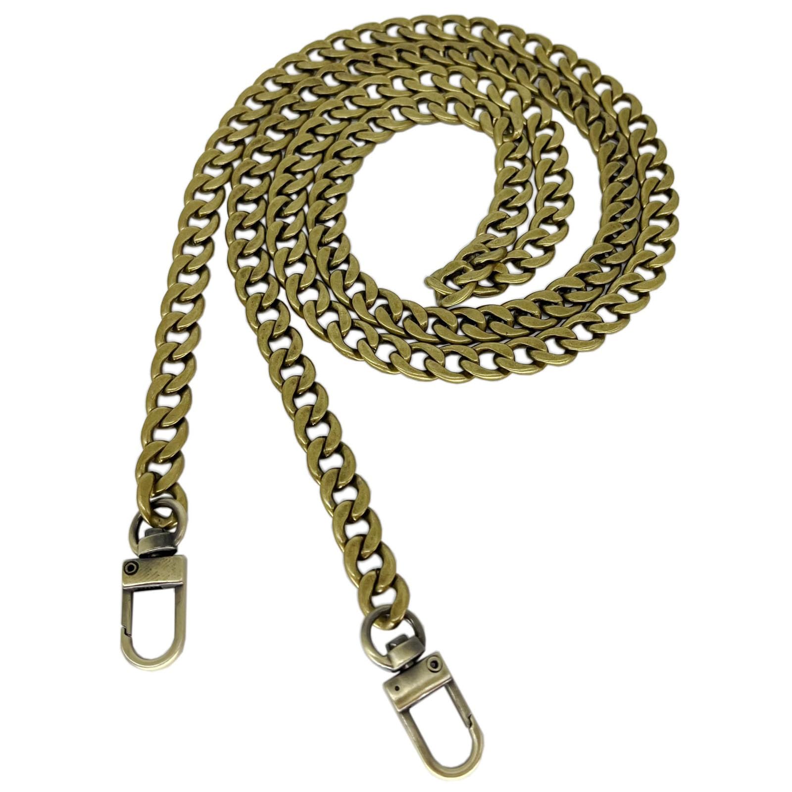 Model Worker DIY Iron Flat Chain Strap Handbag Chains Purse Chain Straps Shoulder Cross Body Replacement Straps with Metal Buckles (47", Bronze)