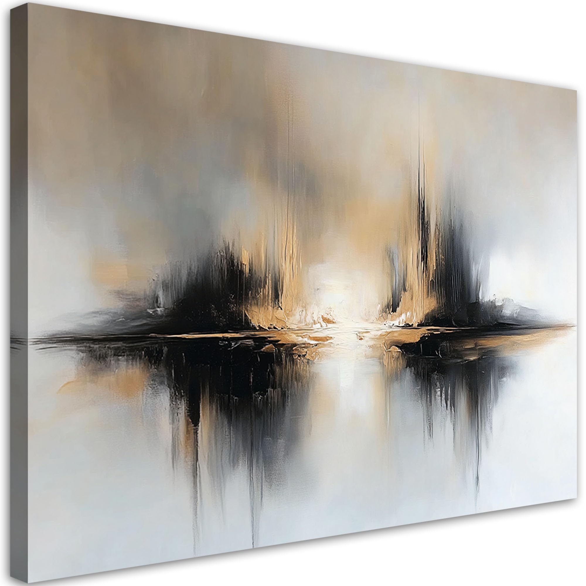 Feeby Quadro su Tela Non Tessuta - Stampa Su Tela - Astratti beige grigio - 120x80 cm - Decorazione Murale - Moderno Soggiorno - quadri moderni soggiorno - poster