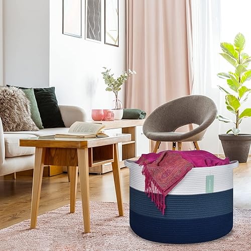 Miniatura 169 de Cesta de manta extragrande de 87 litros, cesta de lavandería, cesta de guardería para almacenamiento de juguetes, ropa y toallas, cesta grande