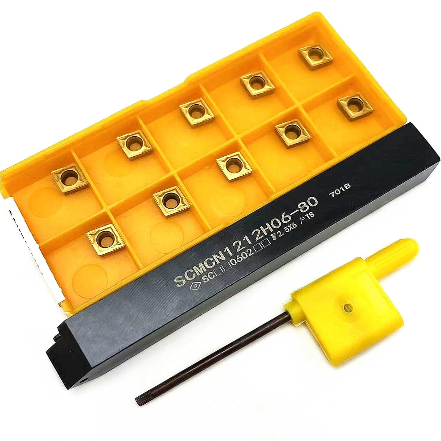 1pcs SCMCN0808H06 SCMCN1010H06 SCMCN1212H06-80 Indexable Lathe Turning Tool Holder External Turning Tool Holder With 10pcs CCMT060204 Carbide Inserts Lathe Cutting Tools(CCMT060204 UE6020,SCMCN1212H06