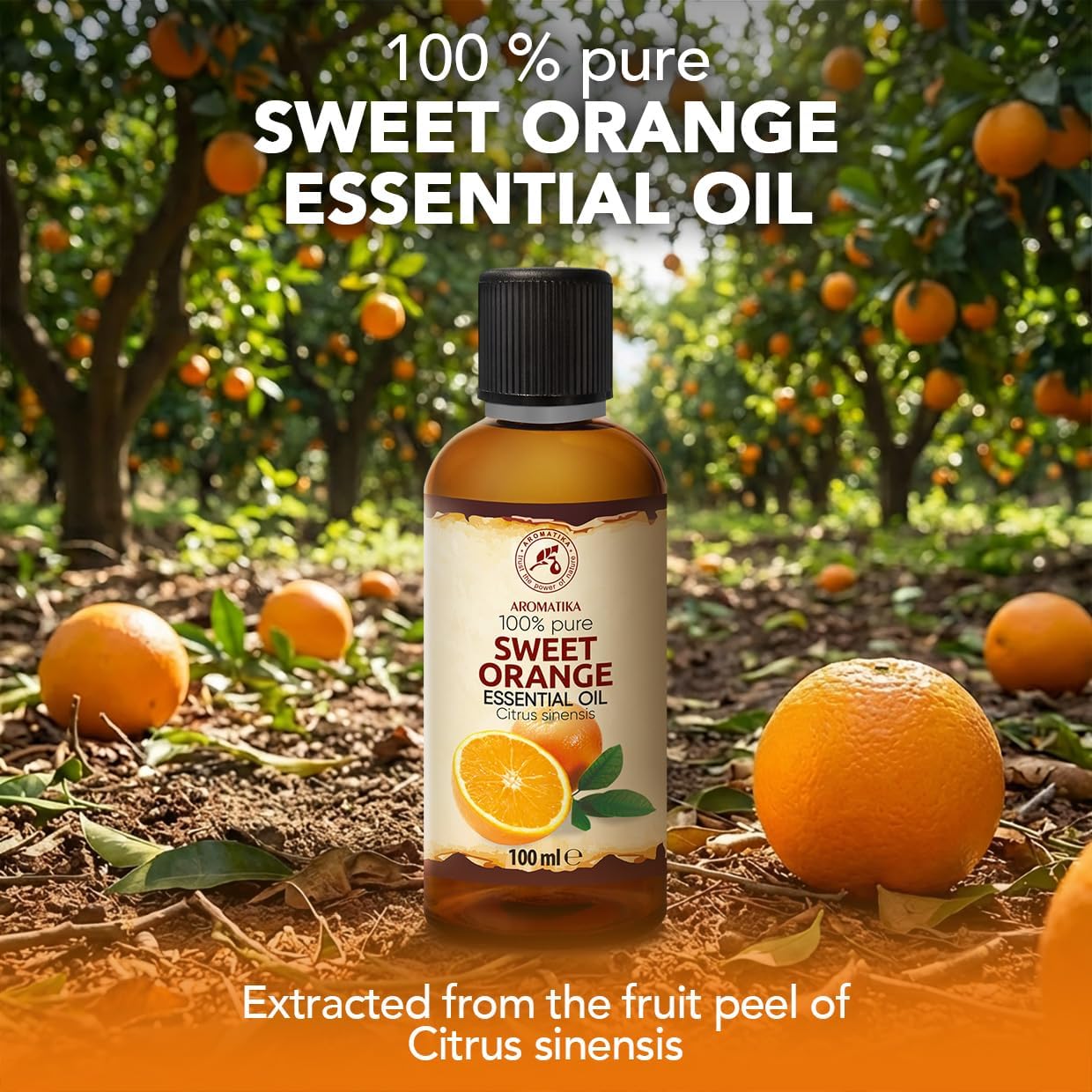 Orange Essential Oil 6.8. Fl Oz - 2x100ml - Citrus Sinensis - Brazil - 100% Pure for Relaxing - Beauty - Bathing - Body Care - Relaxation - Massage - Spa - Room Fragrance