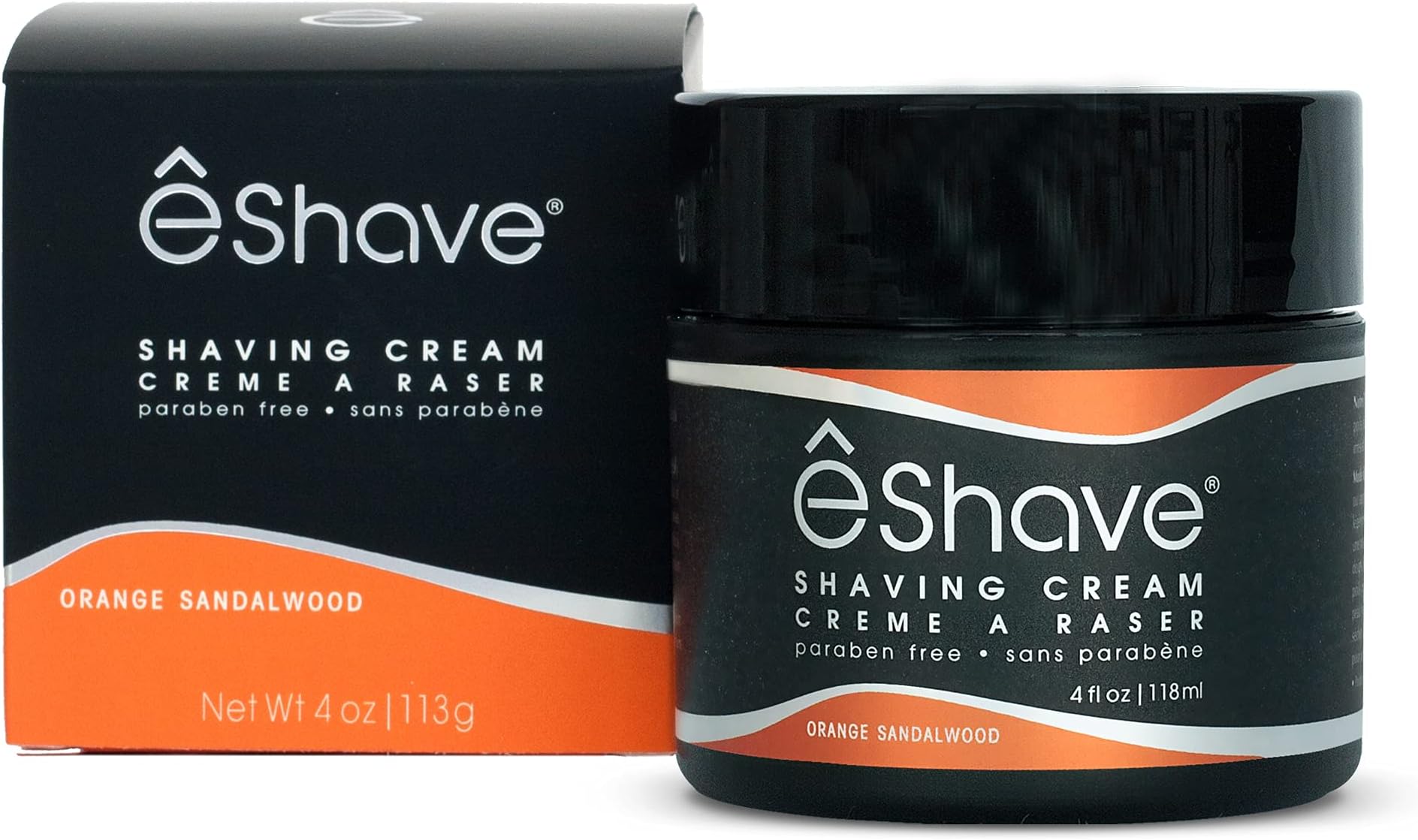 eShave Shaving Cream for Men, Orange Sandalwood, prevents shaving irritation and razor burn, generates a rich lather for a soft, silky, Smoothest shave