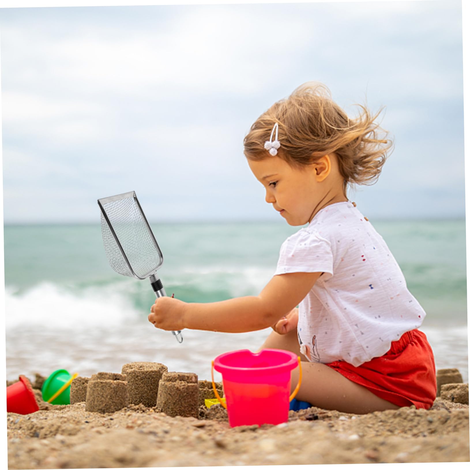 Toddmomy Convenient Lightweight Sand Filtering Shovel for Beach Shell Collection Multi Use Mesh Tool for Sifting Sand and Enjoying Outdoor Fun