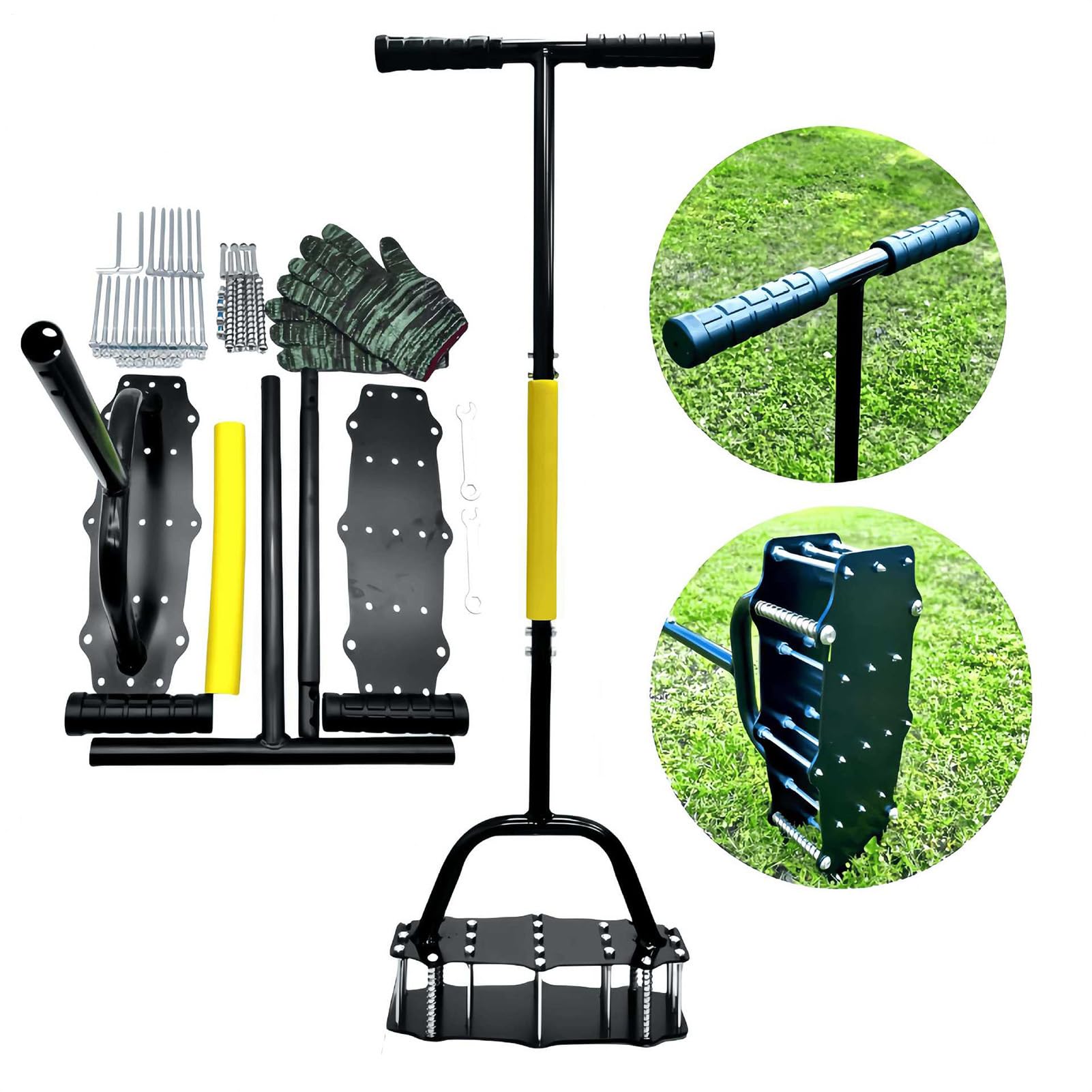 Genérico Strumento di aerazione per prato, strumento manuale di aerazione, design a con 17 punte in acciaio, per manutenzione di giardino e prato