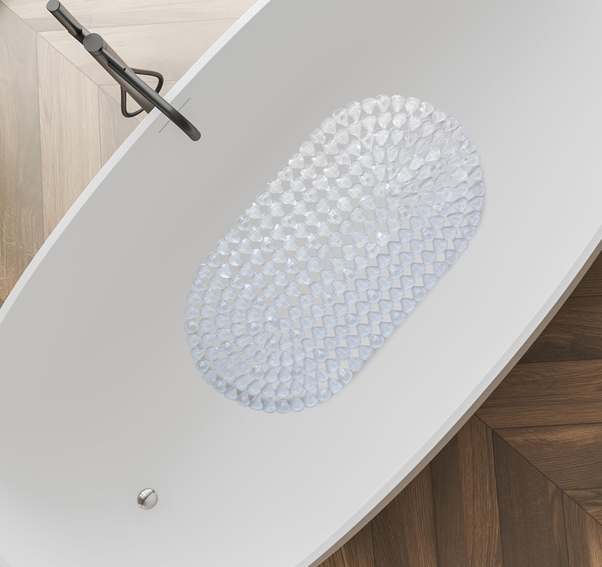 Splash Home Badewannenmatte – 68,6 X 35,6 Cm, Klar, Mit 112 Saugnäpfen & Abflusslöchern
