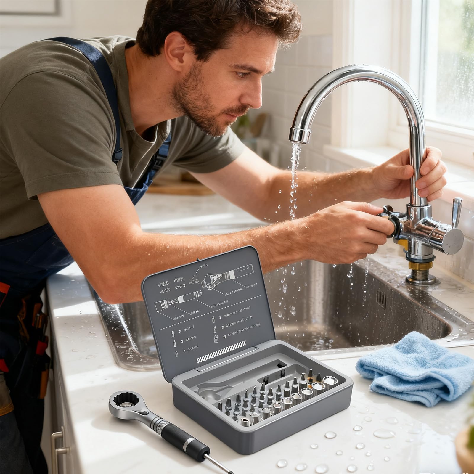 Set Cacciaviti A Cricchetto Di Precisione Ergonomico Multifunzione | Kit Di Punte Multifunzione Per Riparazioni Elettricista Elettronica Edilizia Falegnameria Idraulica Industriale
