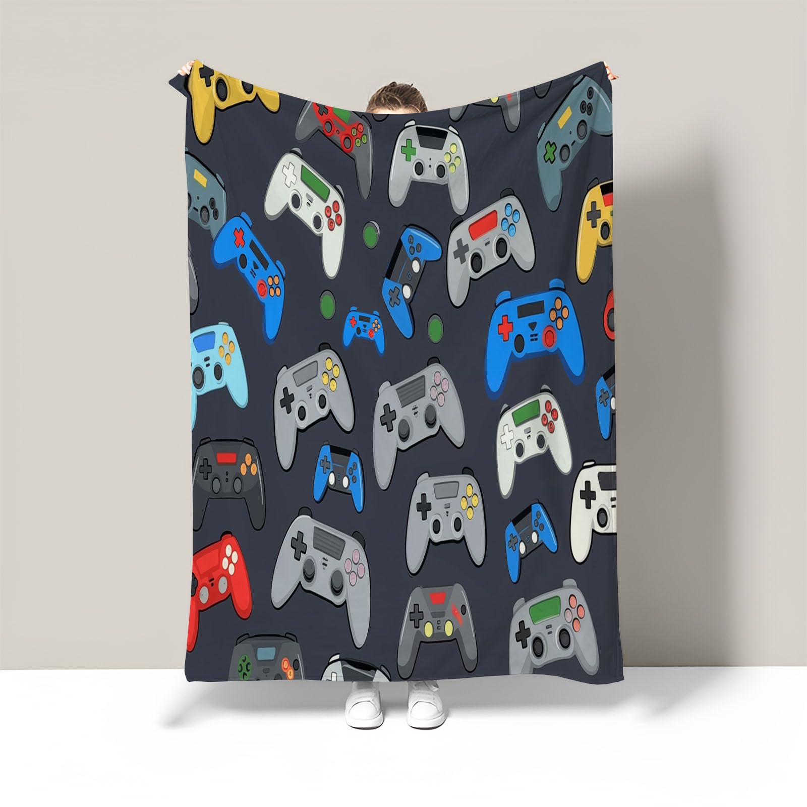 Coperta Pile In Morbido, Console Videogiochi Cartoni Animati Poster Gioco Coperte Flanella Divano 230X270Cm, Coperta Plaid Letto Calore Copriletto, Grigio Scuro Coperte Regali Per Ragazzi Ragazze