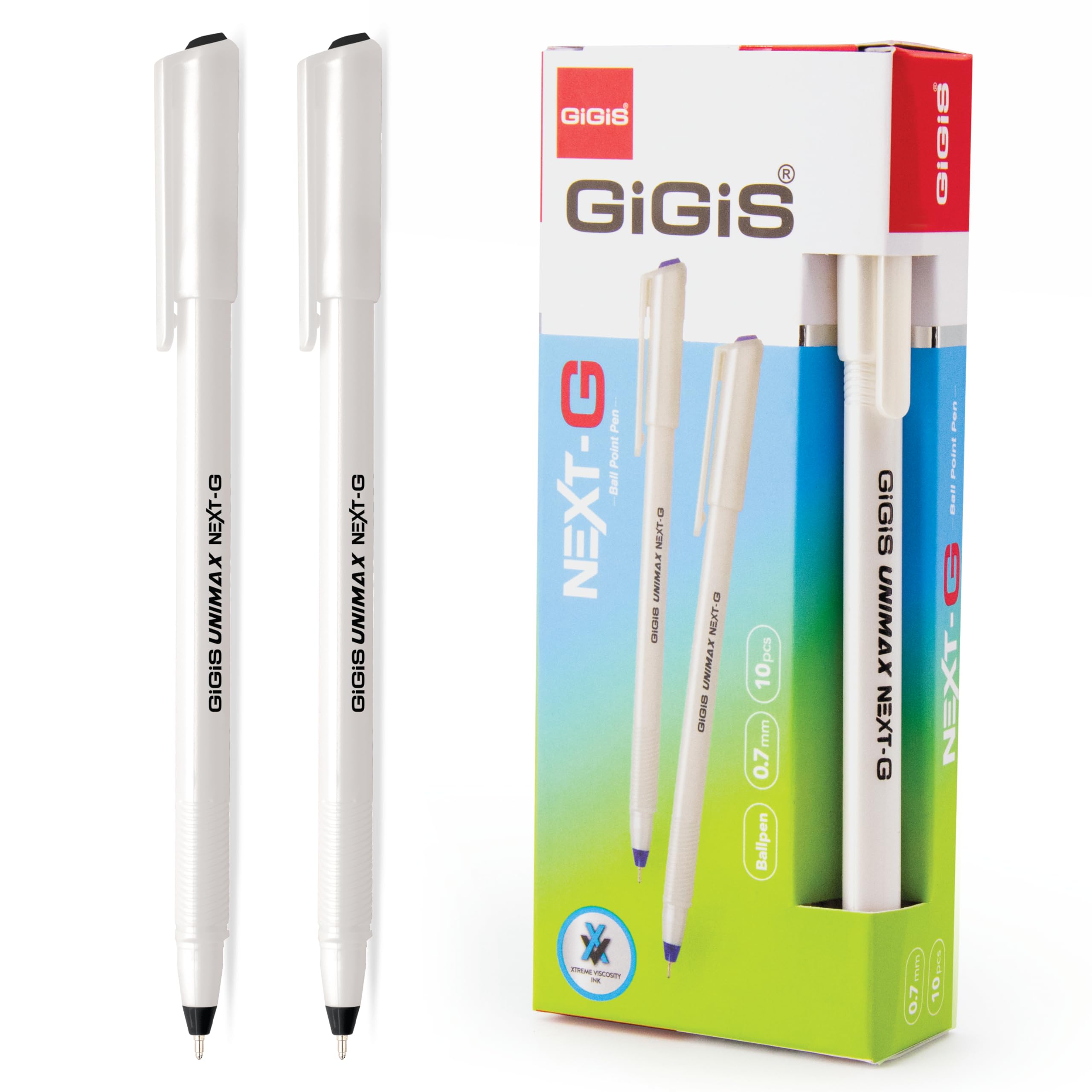 GiGiS Next-G Ball Point Pen 10-Pieces, 0.7 mm Tip Size Ballpen, Black